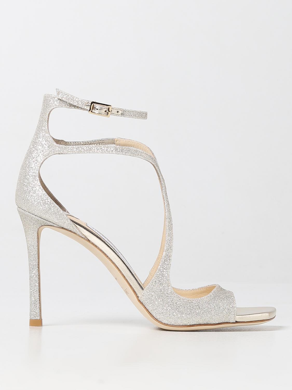 JIMMY CHOO SANDALI CON TACCO: Sandalo Azia Jimmy Choo in glitter, Silver - Img 1