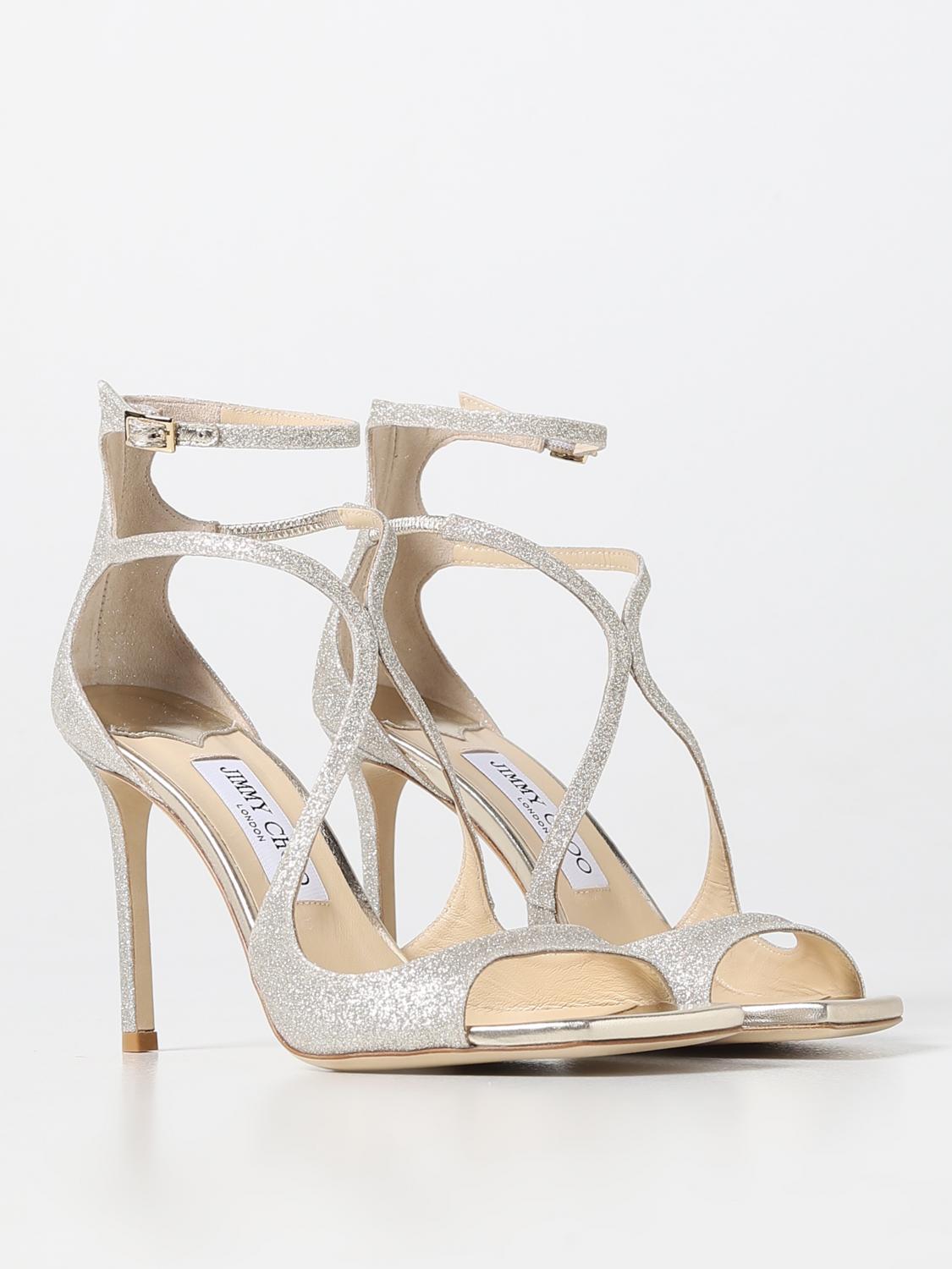 JIMMY CHOO SANDALI CON TACCO: Sandalo Azia Jimmy Choo in glitter, Silver - Img 2