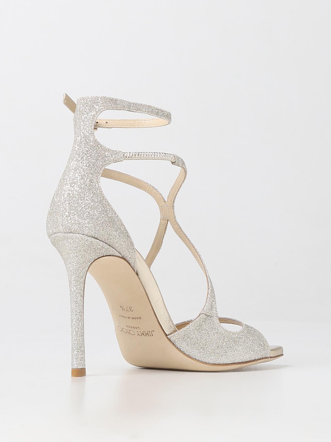 JIMMY CHOO SANDALI CON TACCO: Sandalo Azia Jimmy Choo in glitter, Silver - Img 3