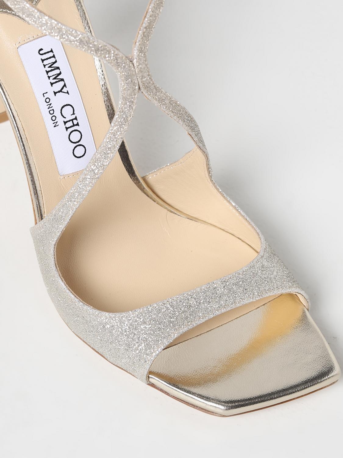 JIMMY CHOO SANDALI CON TACCO: Sandalo Azia Jimmy Choo in glitter, Silver - Img 4