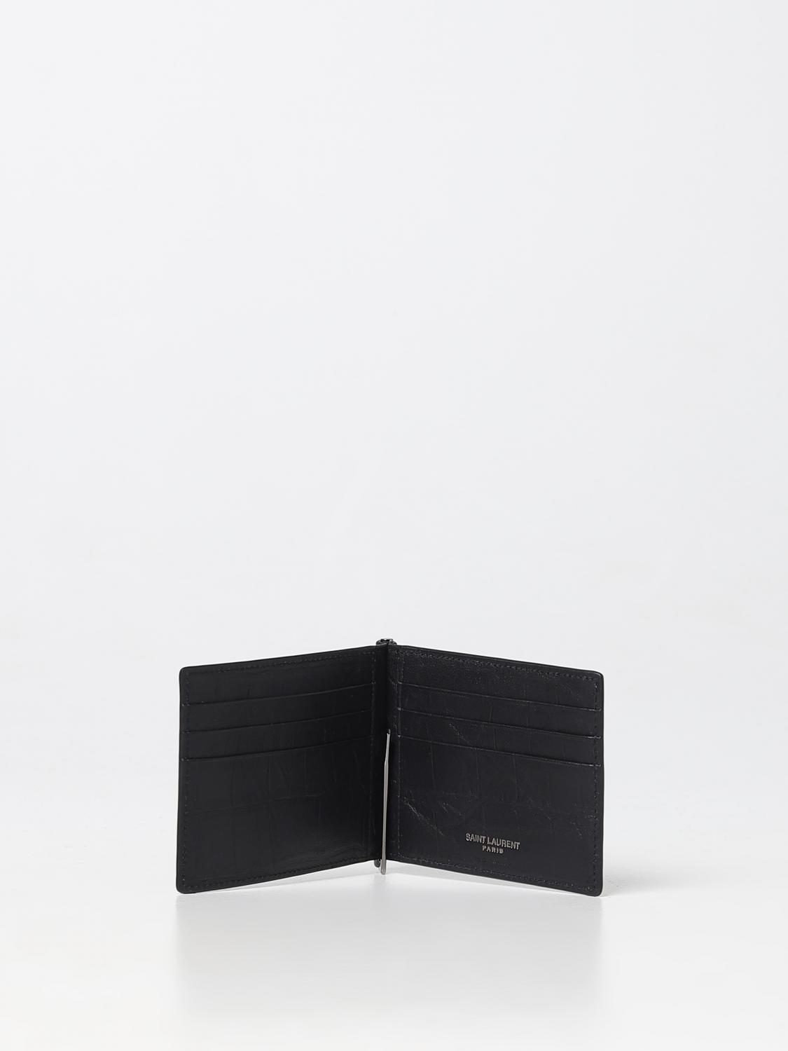 SAINT LAURENT WALLET: Saint Laurent Cassandre crocodile print leather wallet, Black - Img 2