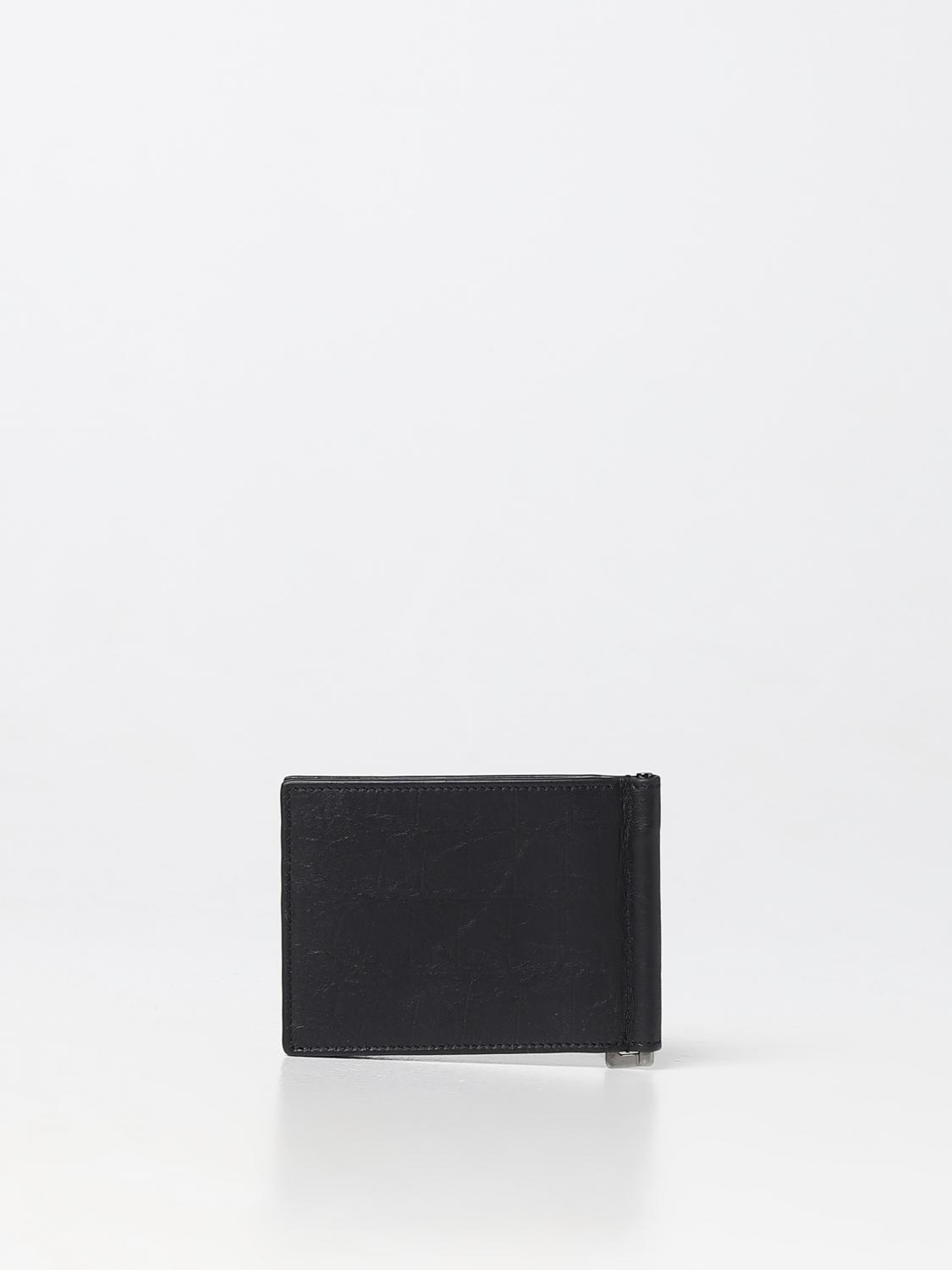 SAINT LAURENT WALLET: Saint Laurent Cassandre crocodile print leather wallet, Black - Img 3