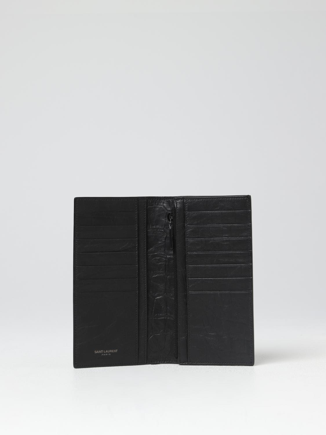 SAINT LAURENT WALLET: Saint Laurent Cassandre crocodile print leather wallet, Black - Img 2