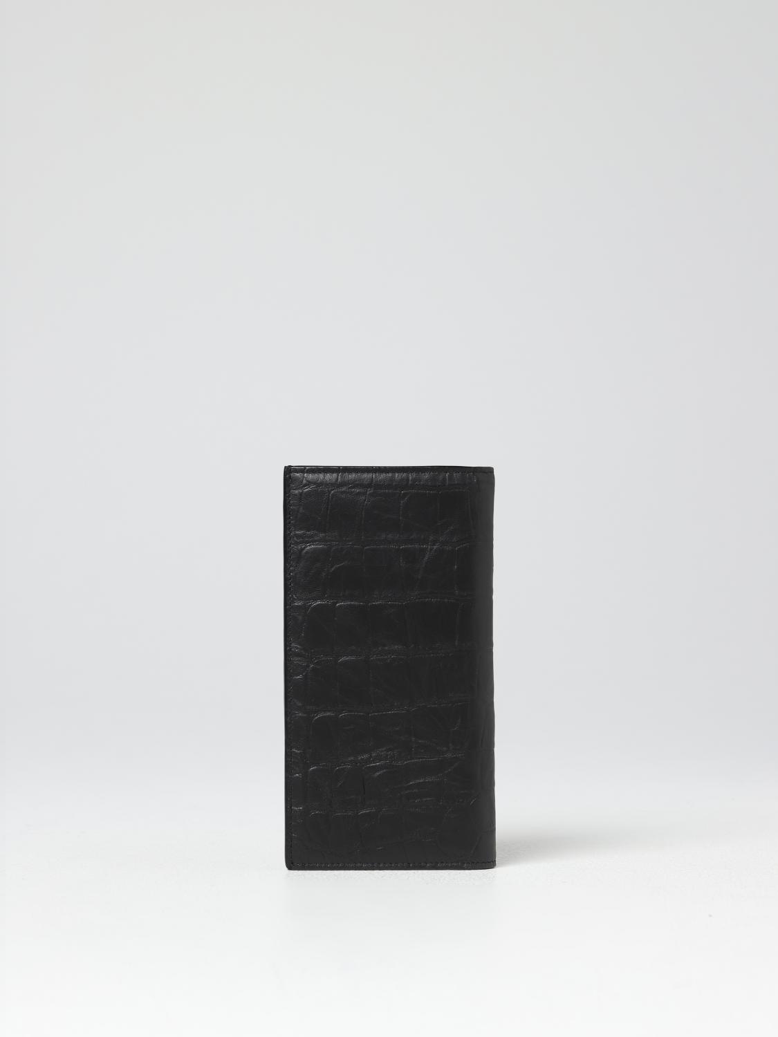 SAINT LAURENT WALLET: Saint Laurent Cassandre crocodile print leather wallet, Black - Img 3
