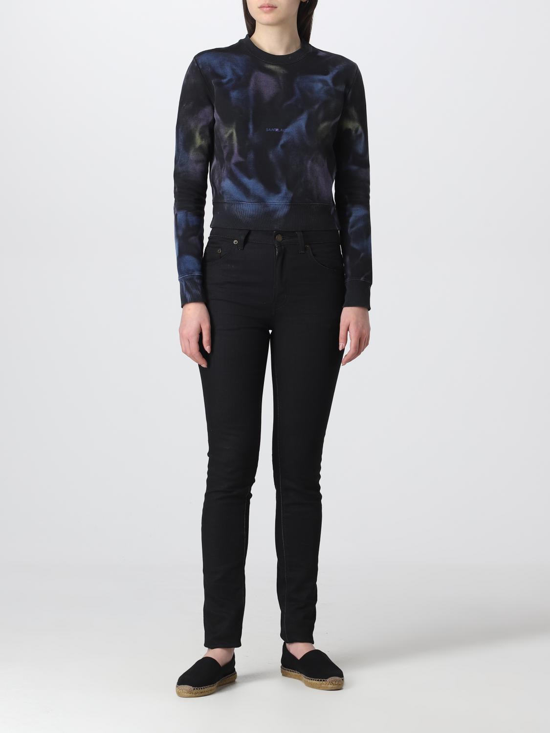 SAINT LAURENT FELPA: Felpa Saint Laurent in cotone stampato, Nero - Img 2