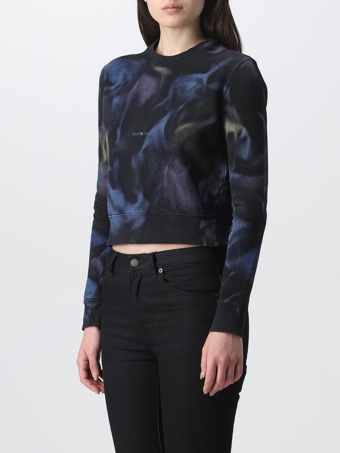 SAINT LAURENT FELPA: Felpa Saint Laurent in cotone stampato, Nero - Img 4