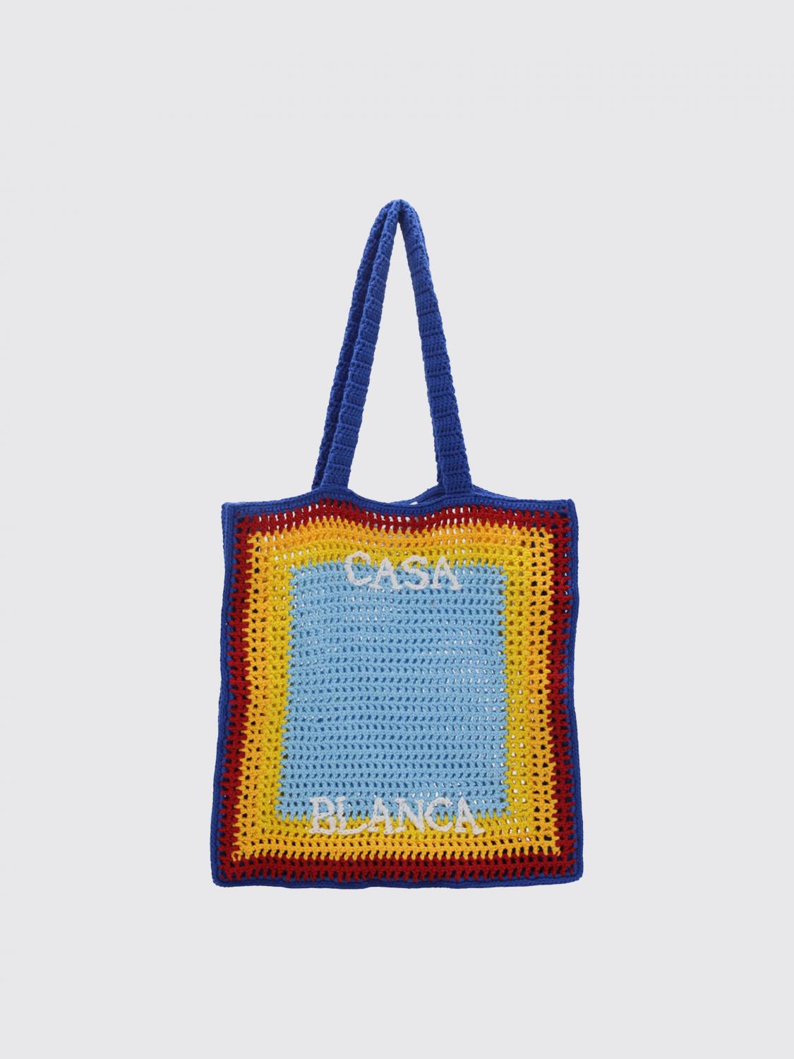 CASABLANCA BORSA TOTE: Borsa Casablanca in cotone crochet, Elettrico - Img 1