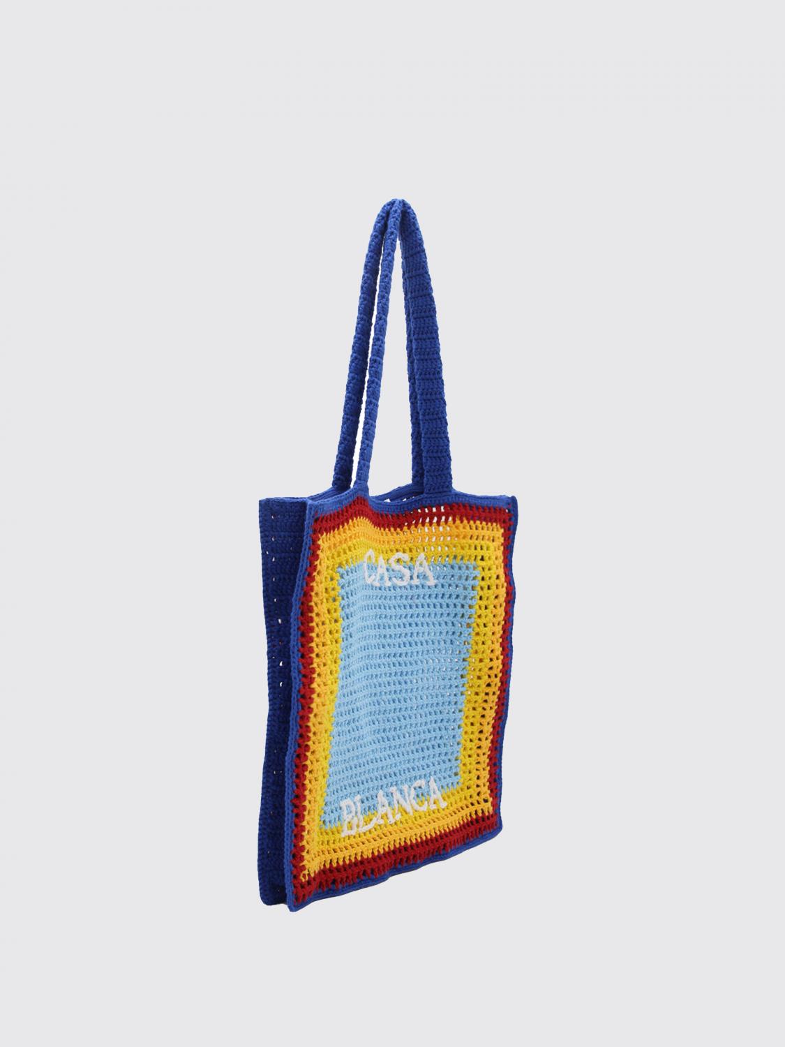 CASABLANCA BORSA TOTE: Borsa Casablanca in cotone crochet, Elettrico - Img 2