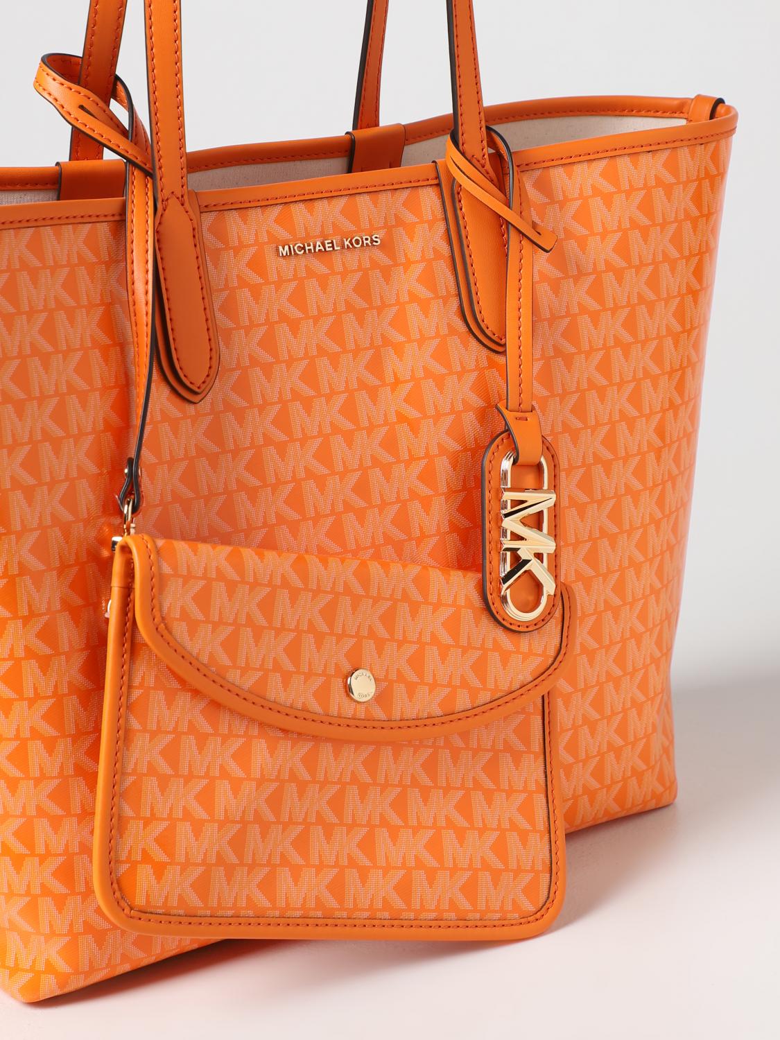 MICHAEL KORS BORSA TOTE: Borsa Eliza Michael Kors in tessuto spalmato, Arancione - Img 3