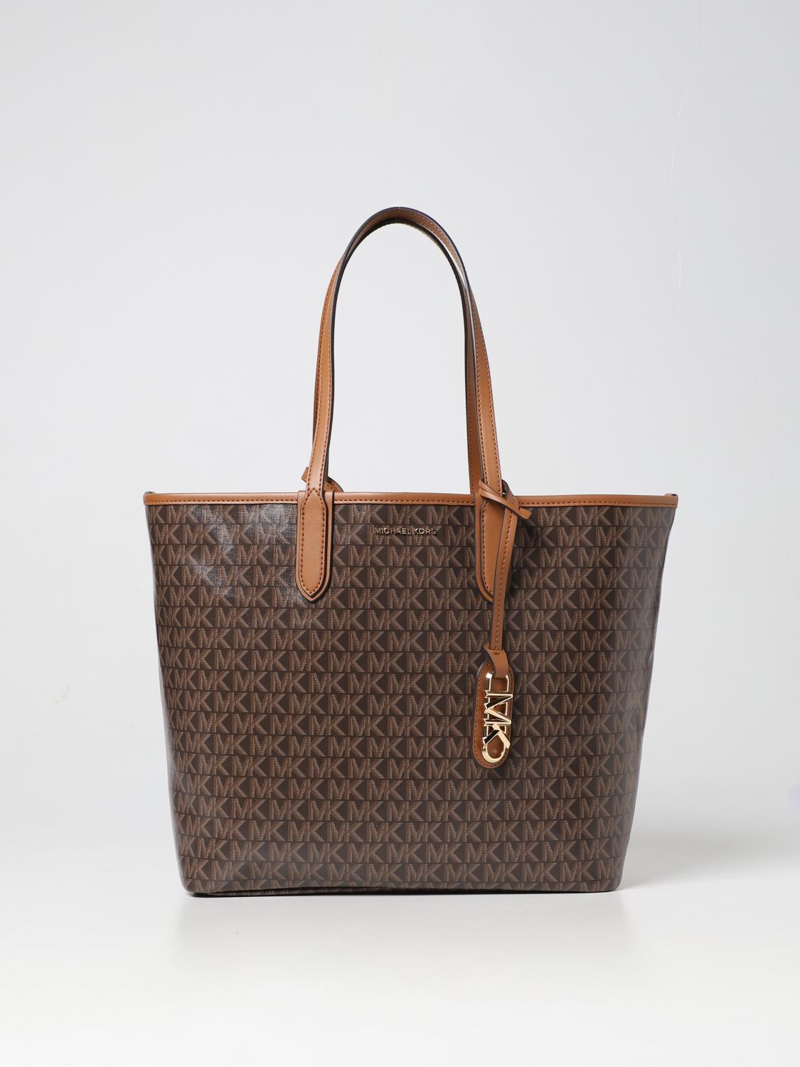 MICHAEL KORS BORSA TOTE: Borsa Eliza Michael Kors in tessuto spalmato, Marrone - Img 1