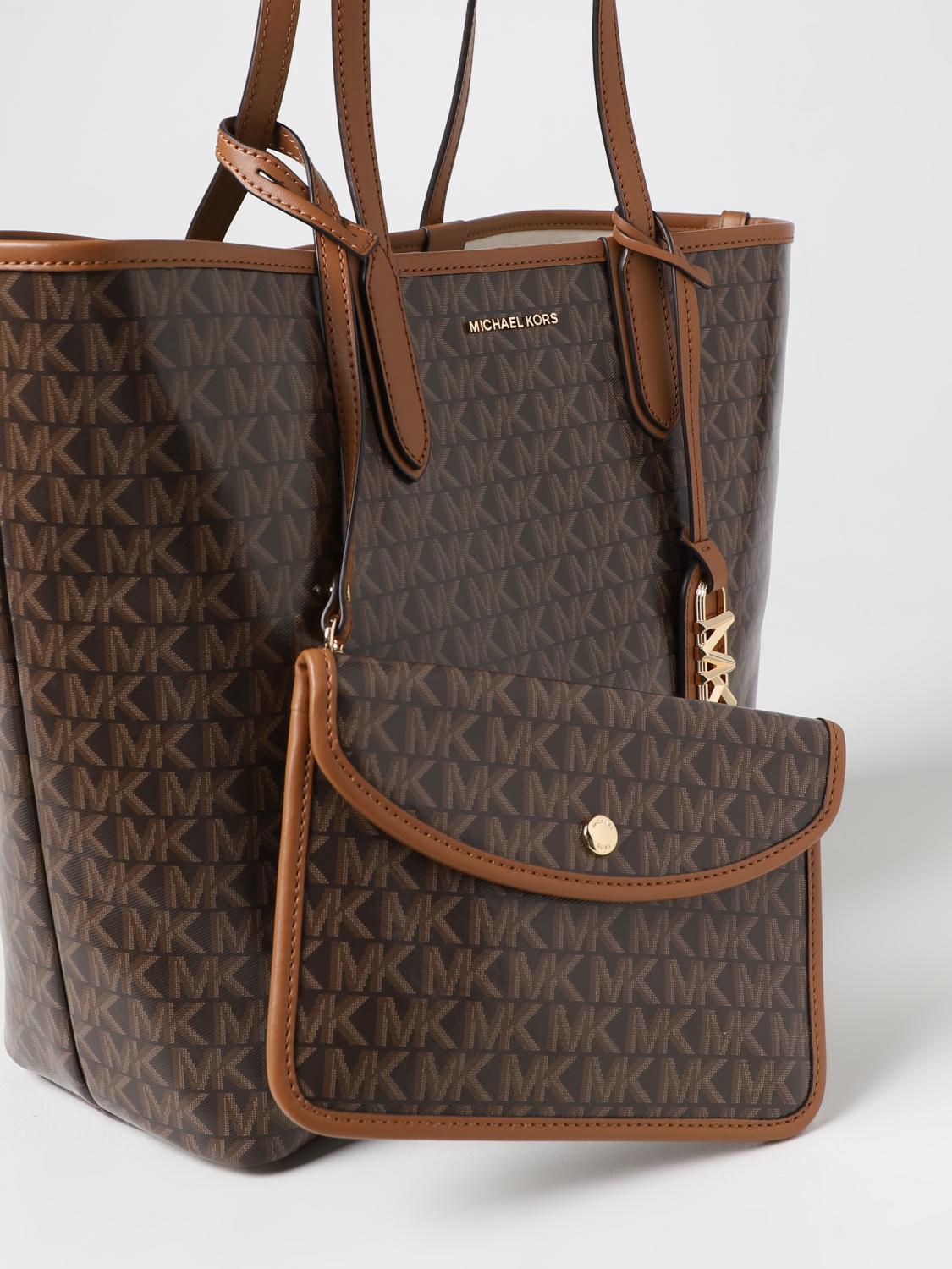 MICHAEL KORS BORSA TOTE: Borsa Eliza Michael Kors in tessuto spalmato, Marrone - Img 3