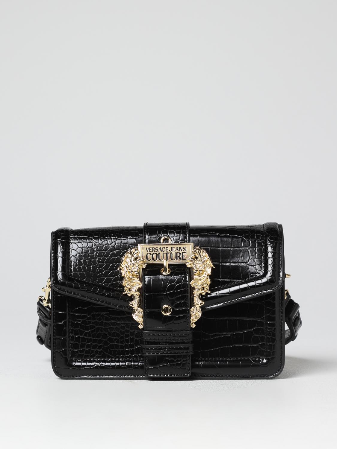 VERSACE JEANS COUTURE: bag in crocodile print leather - Black