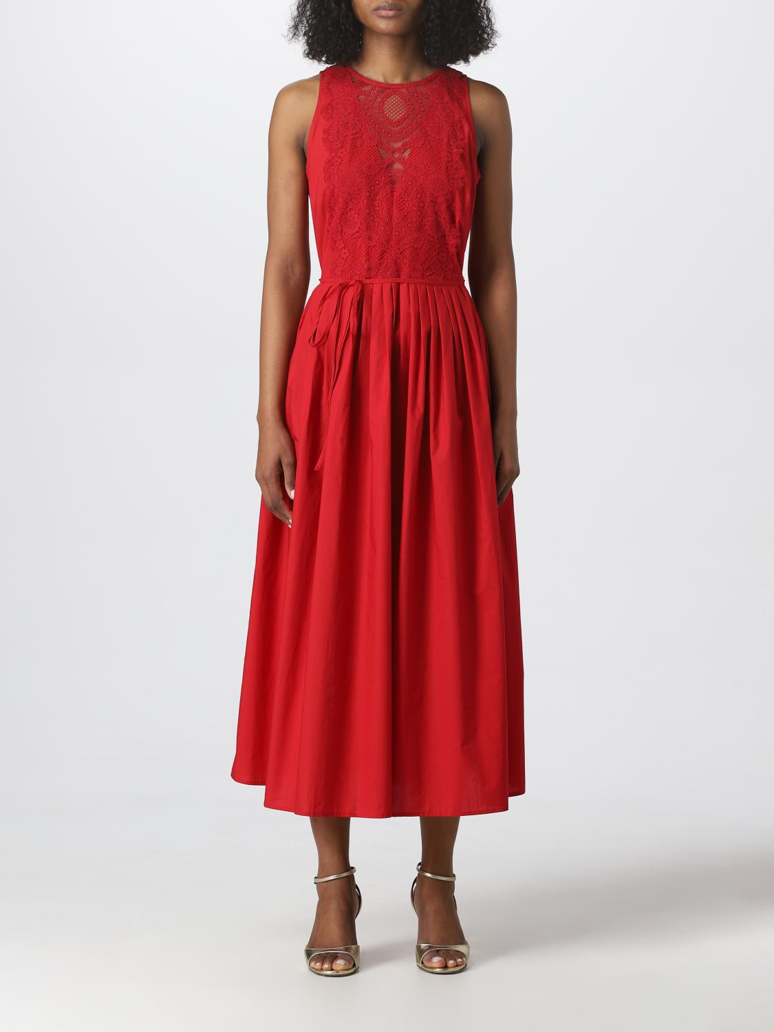 Maxi Dress Twinset Red Dress TWINSET: Dress In Poplin Red Twinset