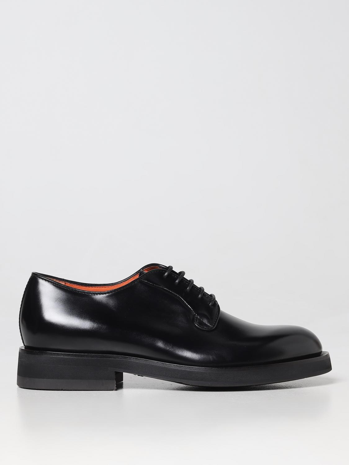 SANTONI SCARPE STRINGATE: Derby Santoni in pelle lucida, Nero - Img 1