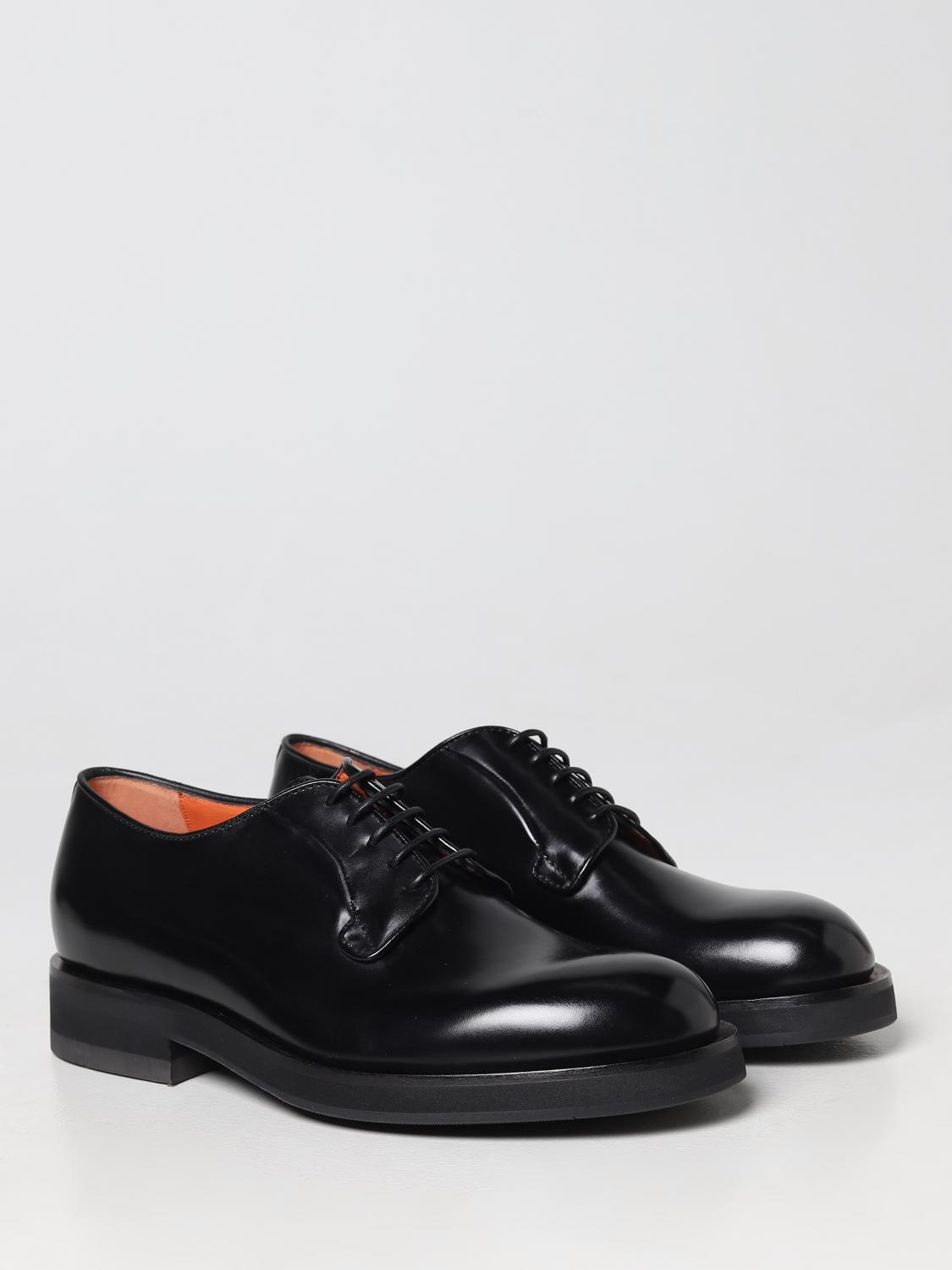 SANTONI SCARPE STRINGATE: Derby Santoni in pelle lucida, Nero - Img 2