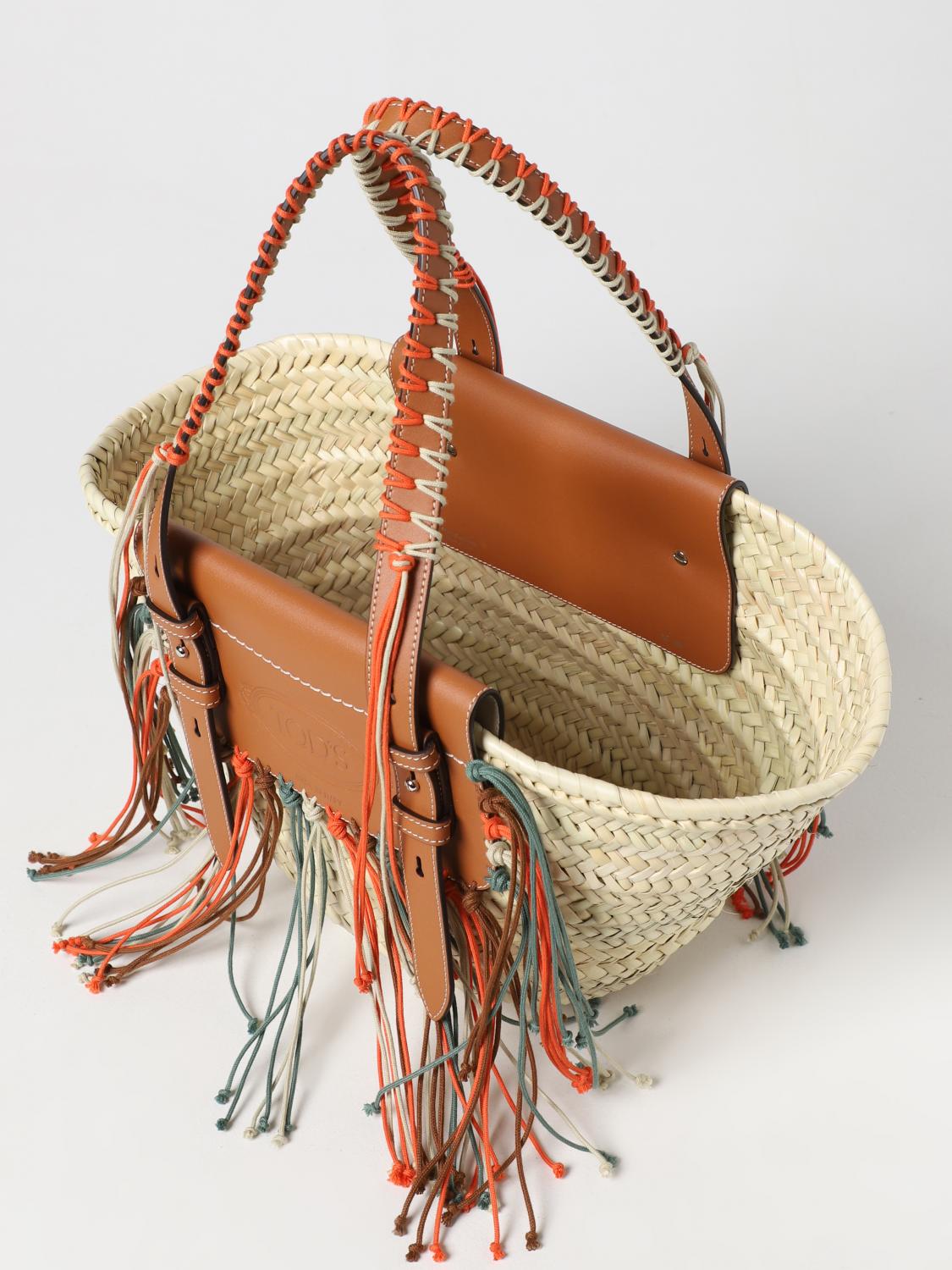 TOD'S BORSA TOTE: Borsa Tod's in rafia con lacci multicolor, Naturale - Img 4