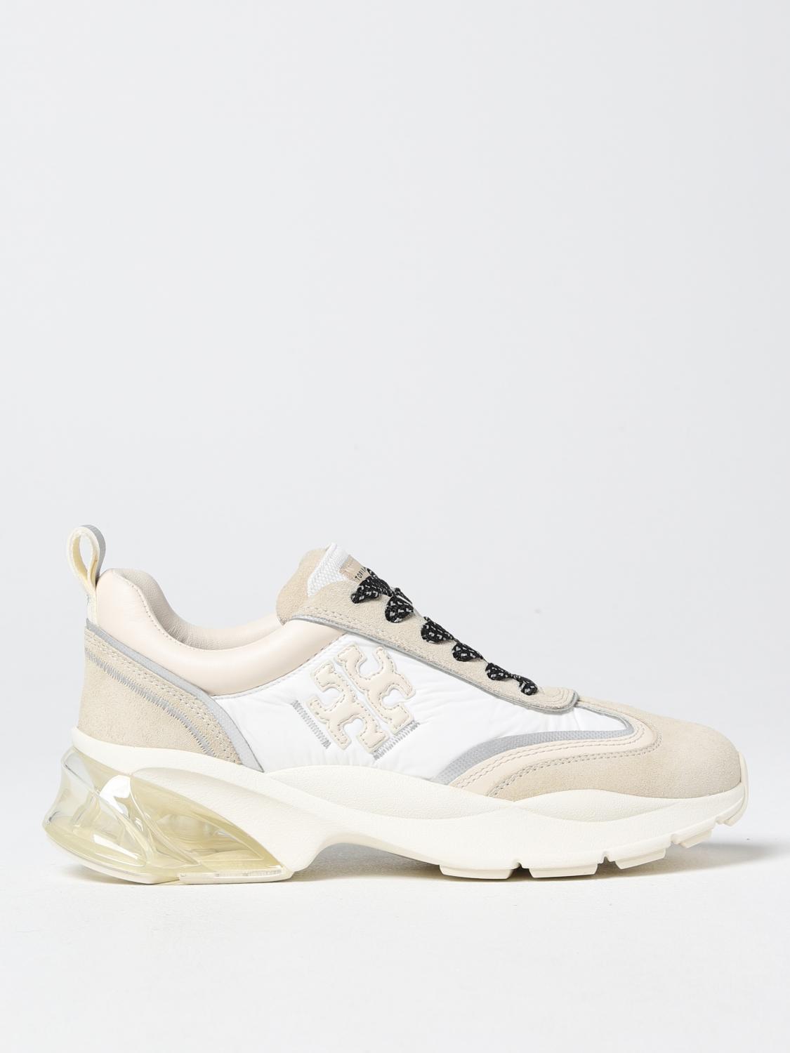 TORY BURCH SNEAKERS: Sneakers Good Tory Burch in nylon e pelle, Bianco - Img 1