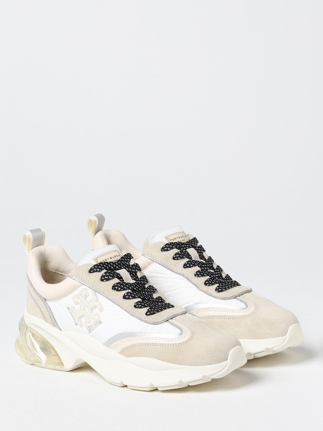 TORY BURCH SNEAKERS: Sneakers Good Tory Burch in nylon e pelle, Bianco - Img 2