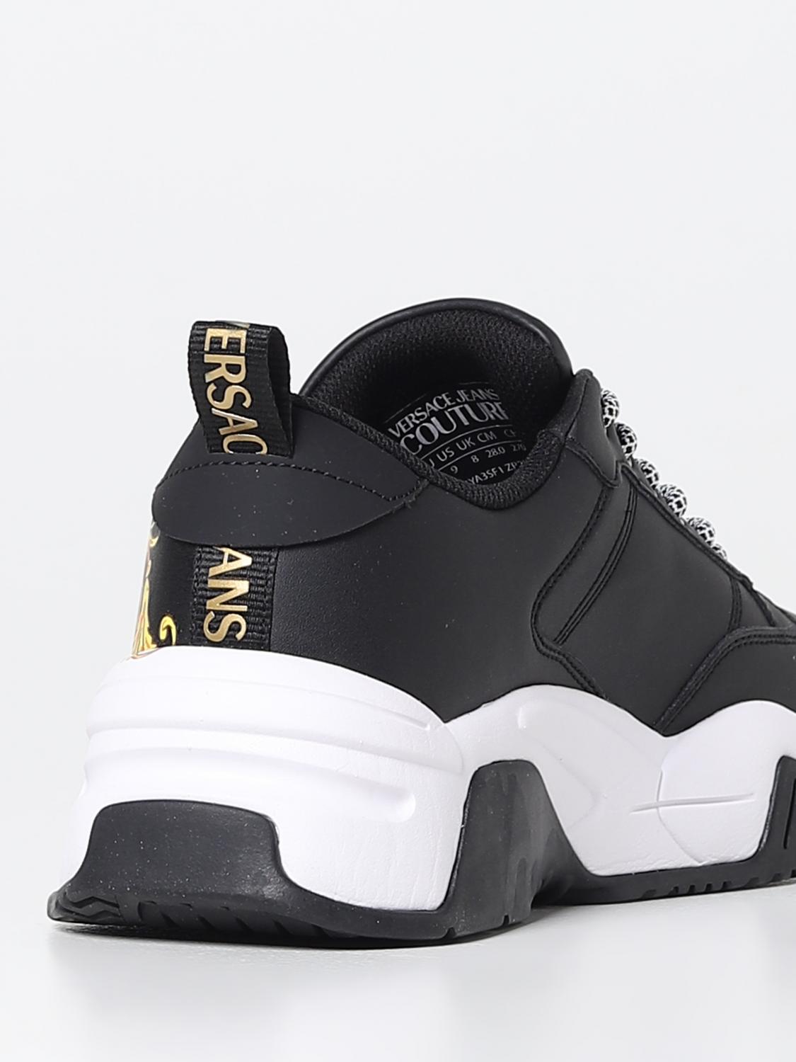 VERSACE JEANS COUTURE SCARPE STRINGATE: Sneakers Stargaze Versace Jeans Couture in pelle con logo stampato, Nero - Img 3