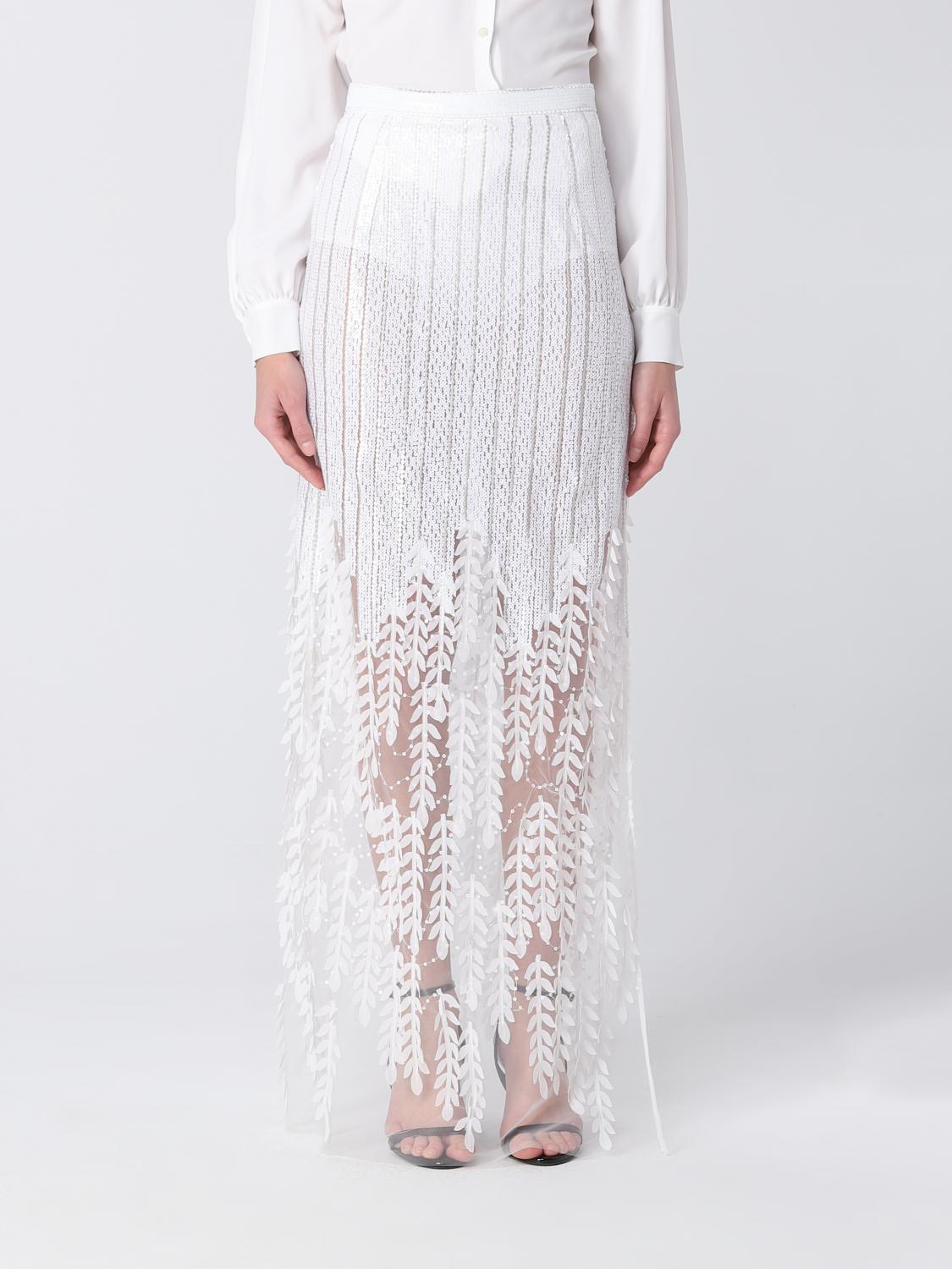 Elisabetta Franchi gonna midi in ecopelle craquelè nero