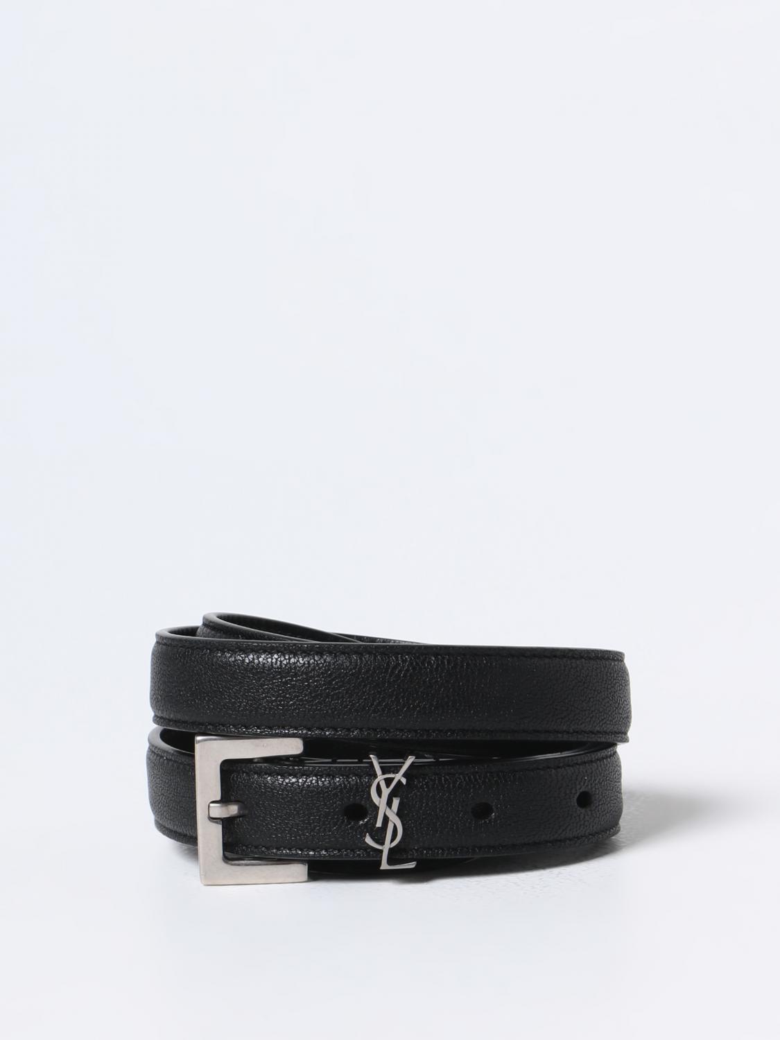 Saint Laurent crackle leather belt - Black | 6126161000  display picture 1
