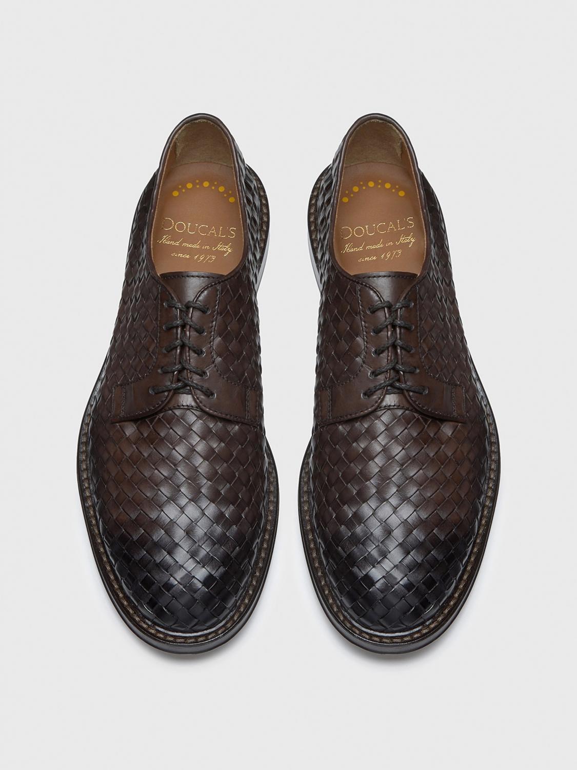 DOUCAL'S CHAUSSURES DE VILLE: Derbies Doucal's en cuir tressé, Marron - Img 3