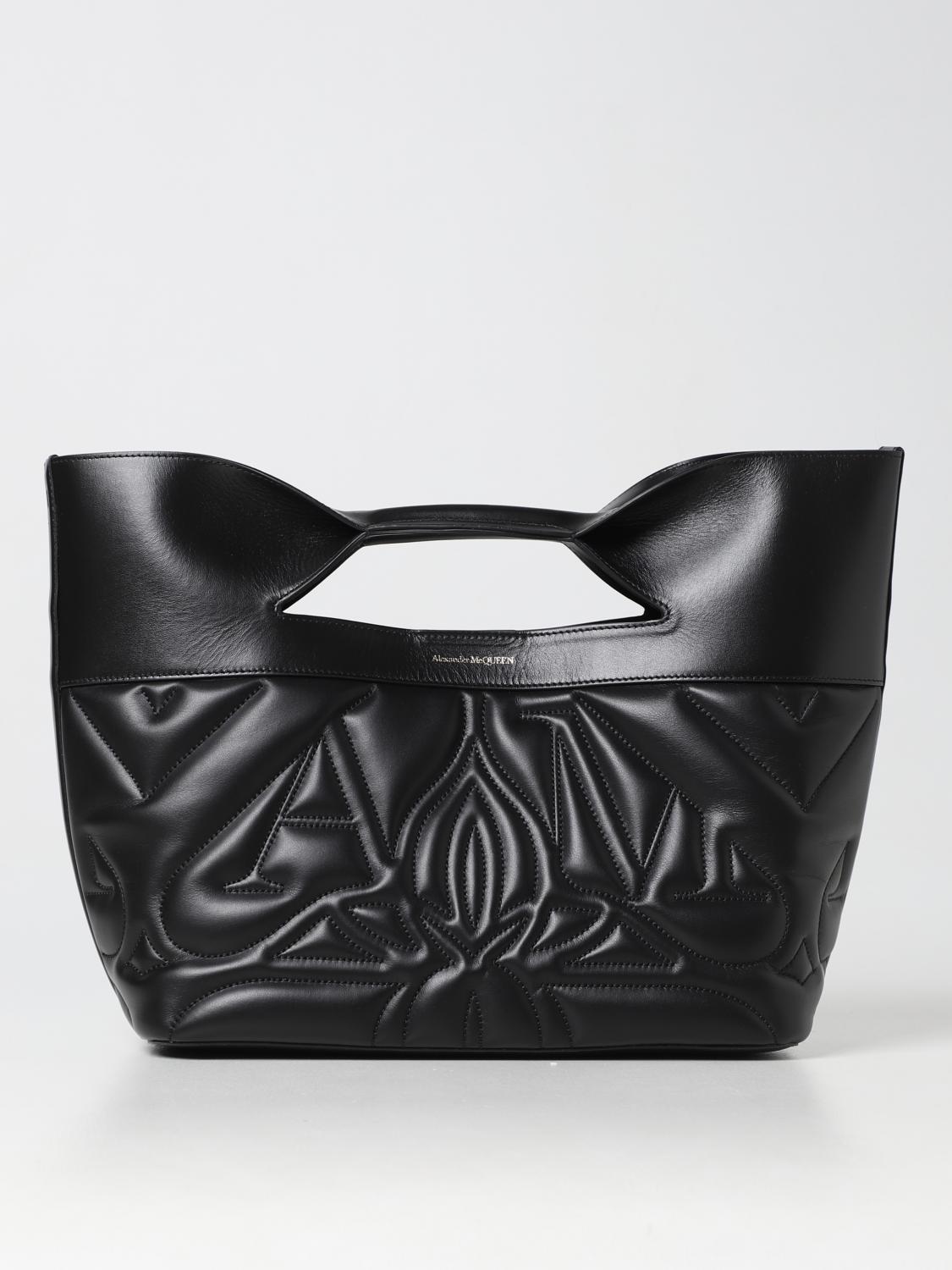 MCQUEEN BORSA A MANO: Borsa The Bow McQueen in pelle liscia, Nero - Img 1