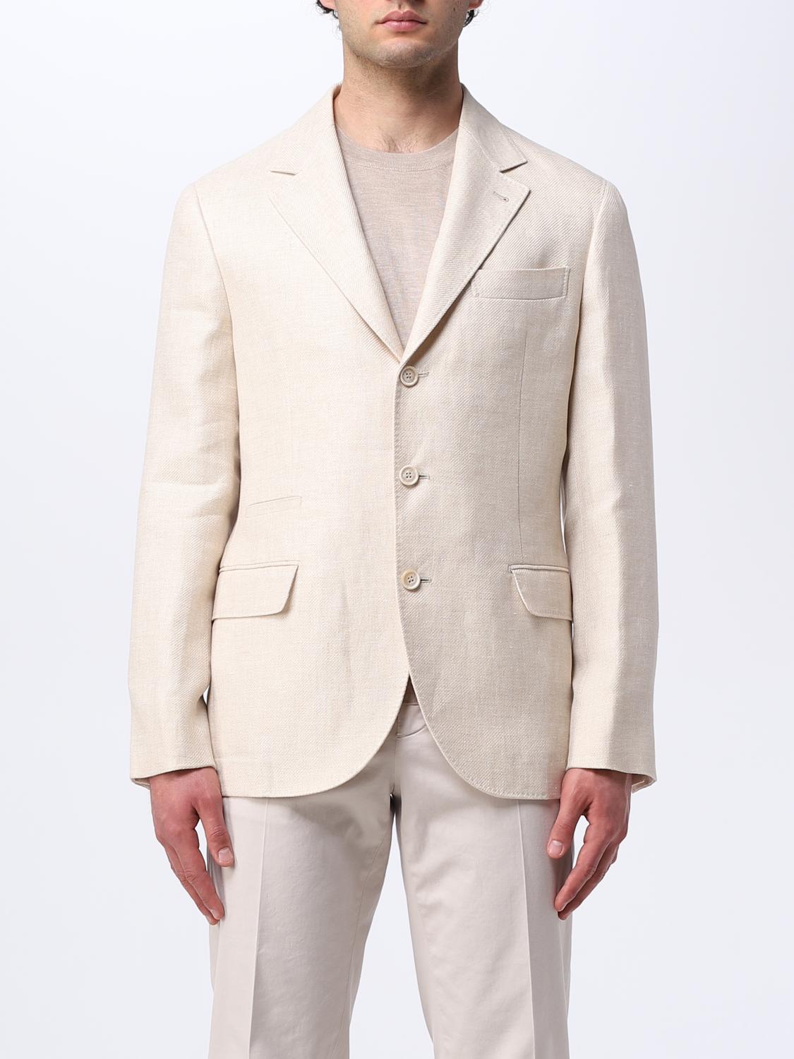 Brunello Cucinelli blazer in linen and wool blend - Cream