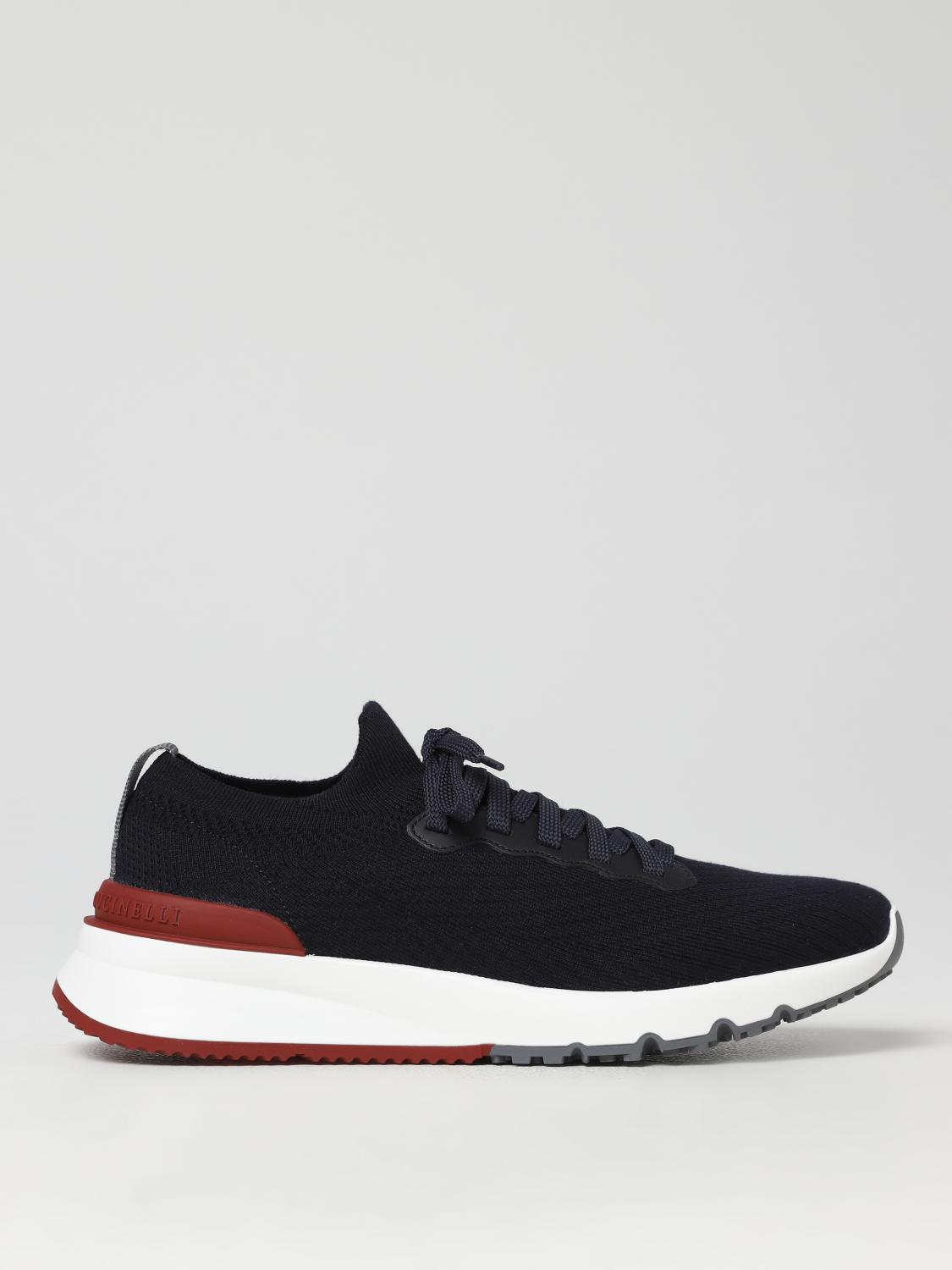 BRUNELLO CUCINELLI SNEAKERS: Sneakers Brunello Cucinelli in maglia stretch, Blue - Img 1