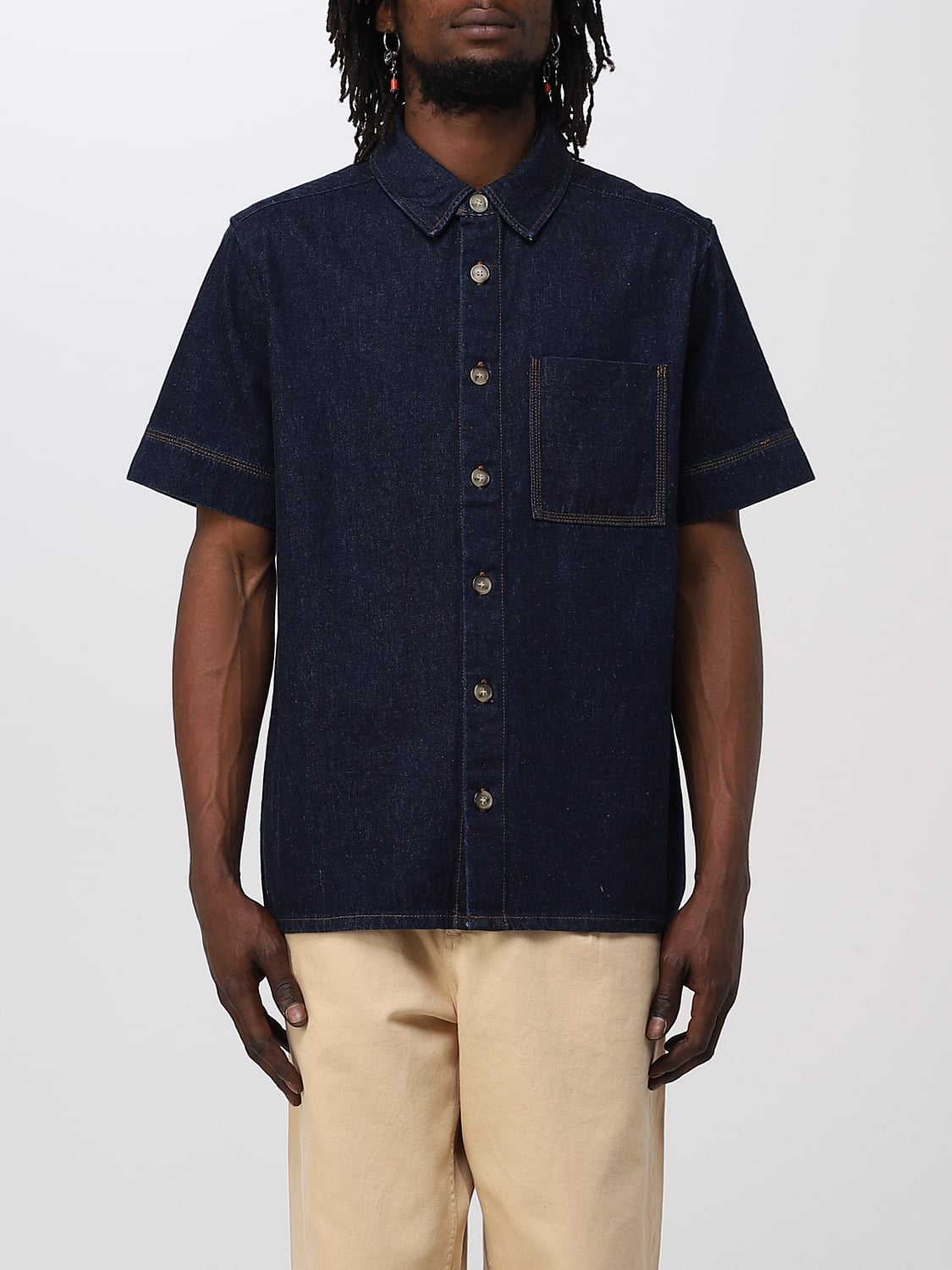 A.P.C. CAMICIA: Camicia A.P.C. in denim, Blue - Img 1