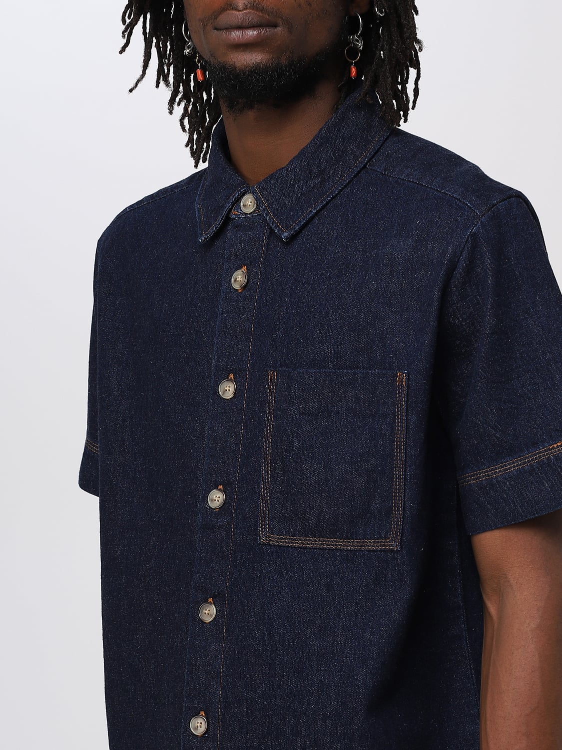 A.P.C. CAMICIA: Camicia A.P.C. in denim, Blue - Img 3