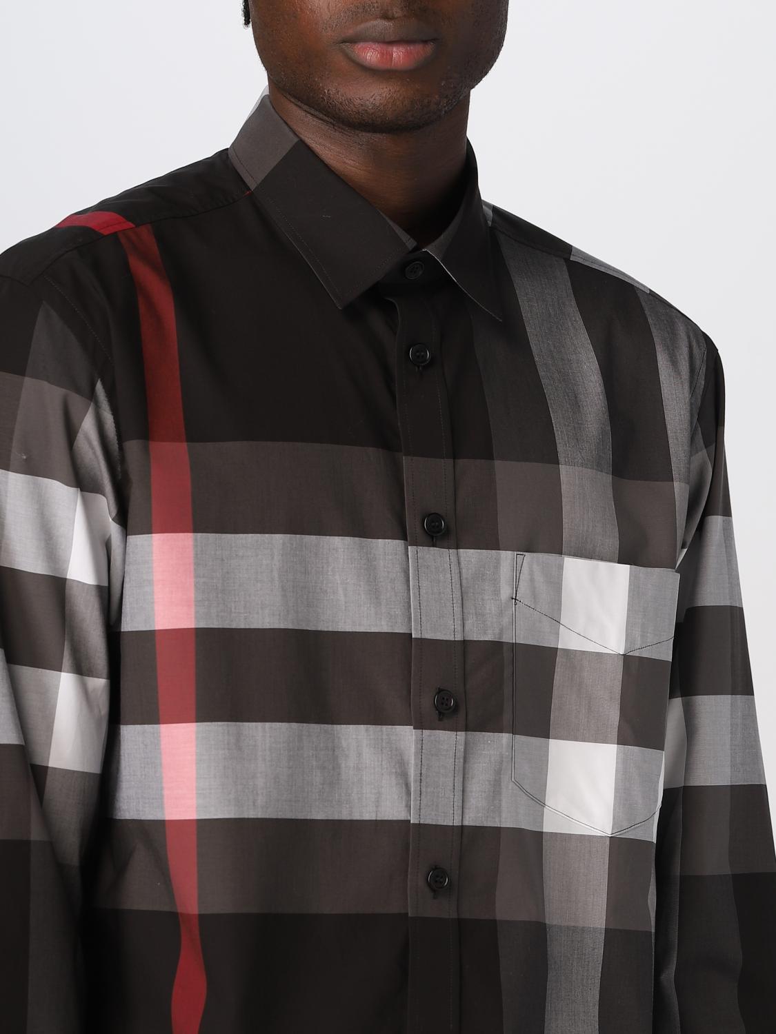 Burberry stretch cotton poplin shirt - Grey | 8023772 | GIGLIO.COM
