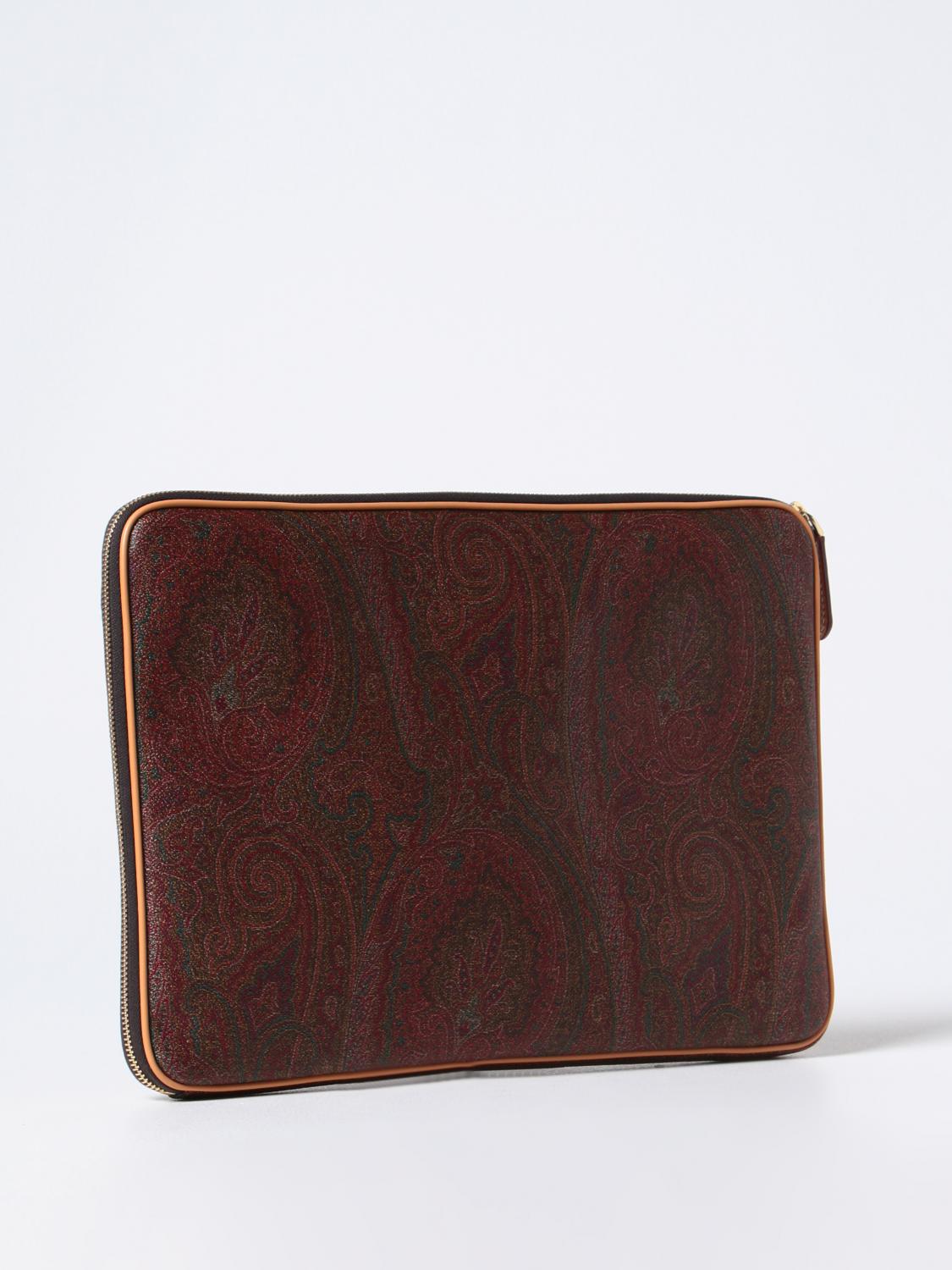 Etro laptop case in cotton with coated Paisley - Brown | 0H8538007