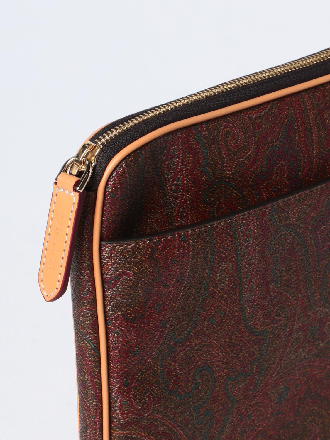Etro laptop case in cotton with coated Paisley - Brown | 0H8538007