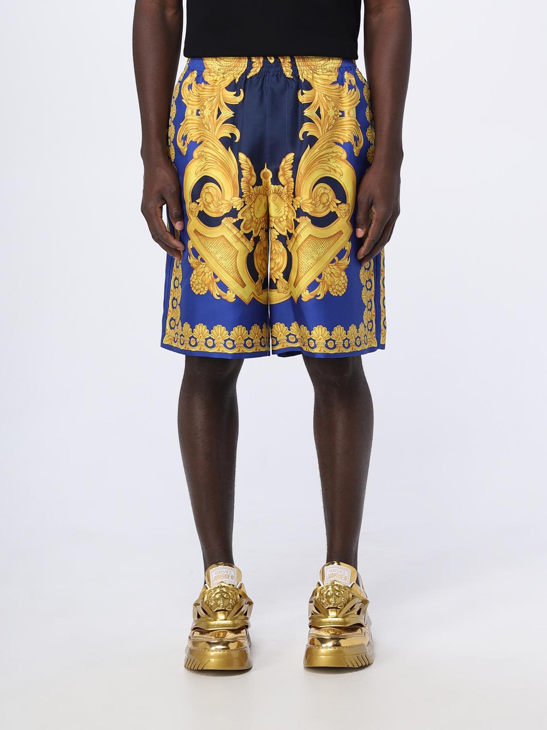 VERSACE SHORTS: Versace shorts in silk, Blue - Img 1