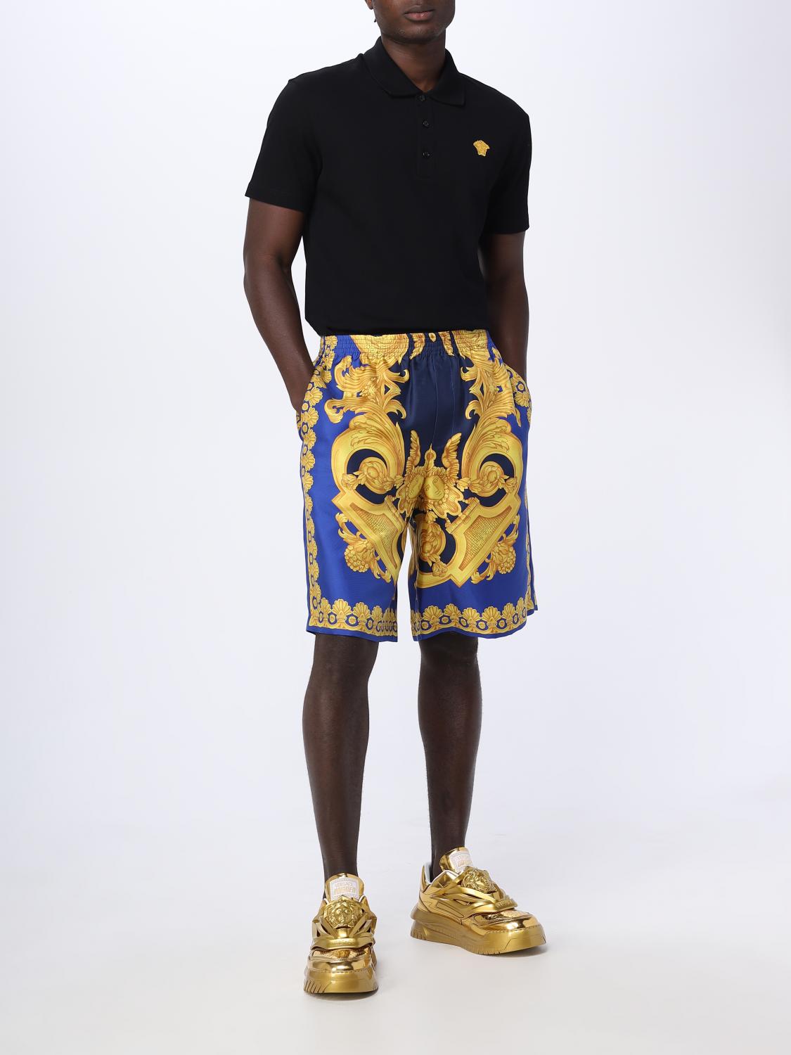 VERSACE SHORTS: Versace shorts in silk, Blue - Img 2