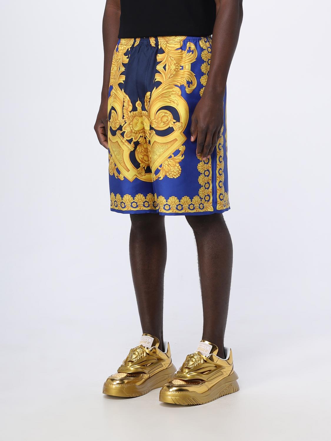 VERSACE SHORTS: Versace shorts in silk, Blue - Img 4