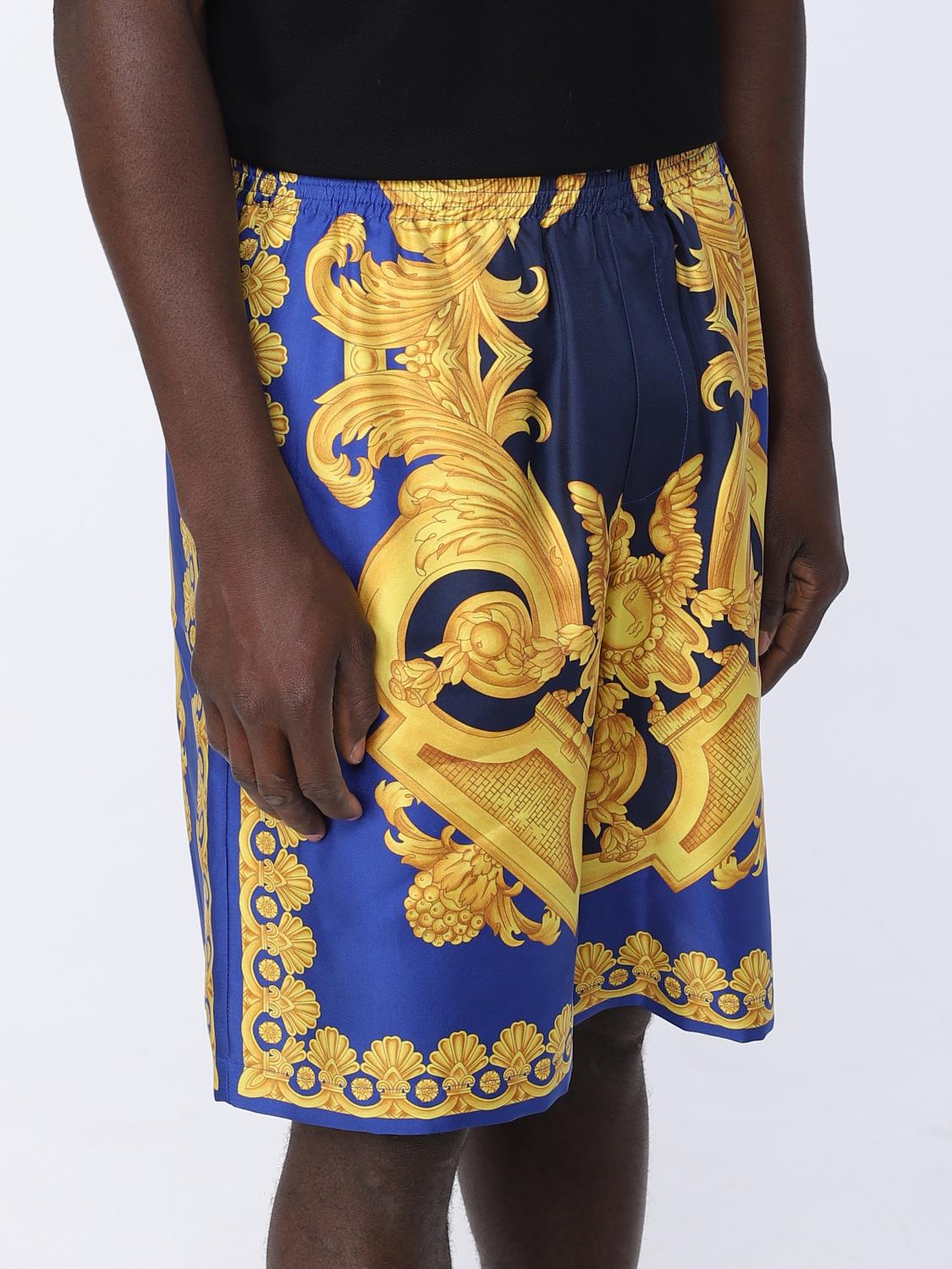 VERSACE SHORTS: Versace shorts in silk, Blue - Img 5
