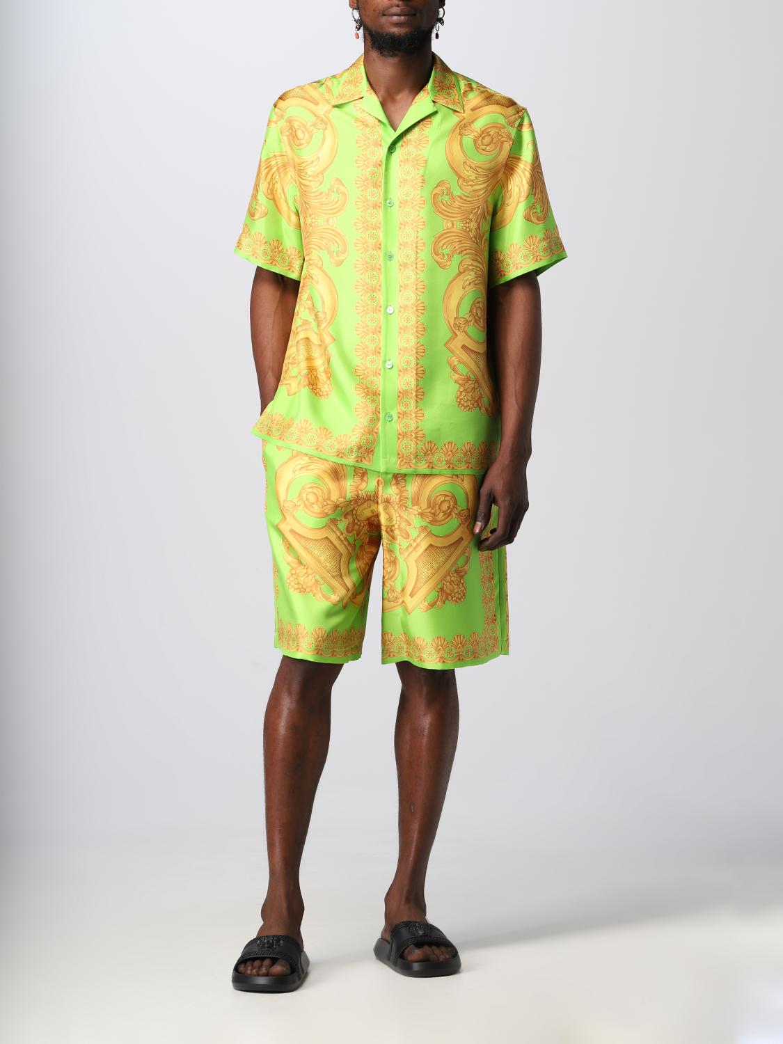 VERSACE SHORTS: Versace shorts in silk, Green - Img 2