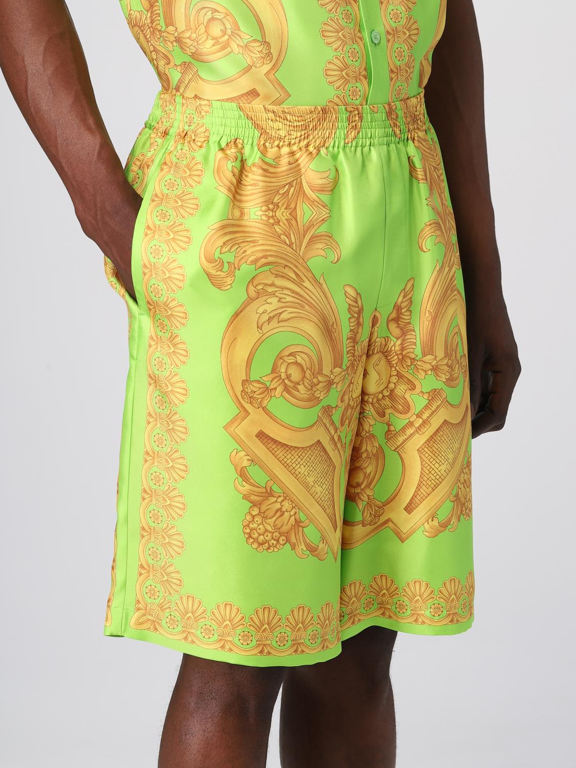VERSACE SHORTS: Versace shorts in silk, Green - Img 4