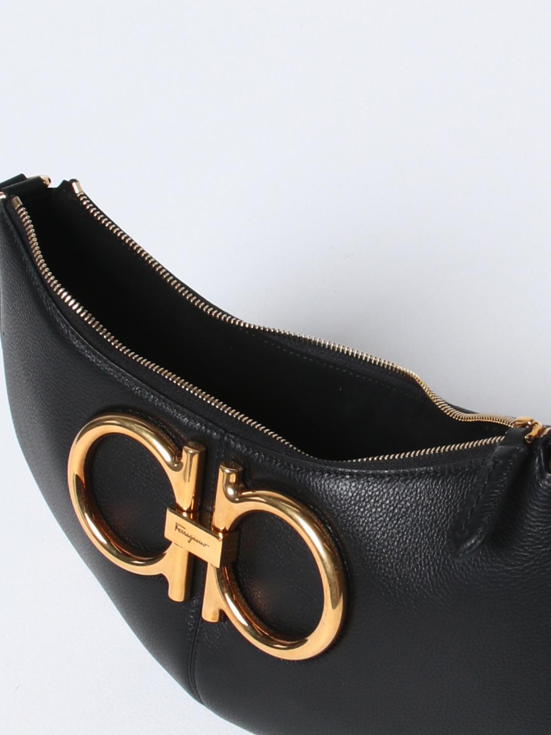 FERRAGAMO BORSA A SPALLA: Borsa Ferragamo in pelle a grana, Nero - Img 4