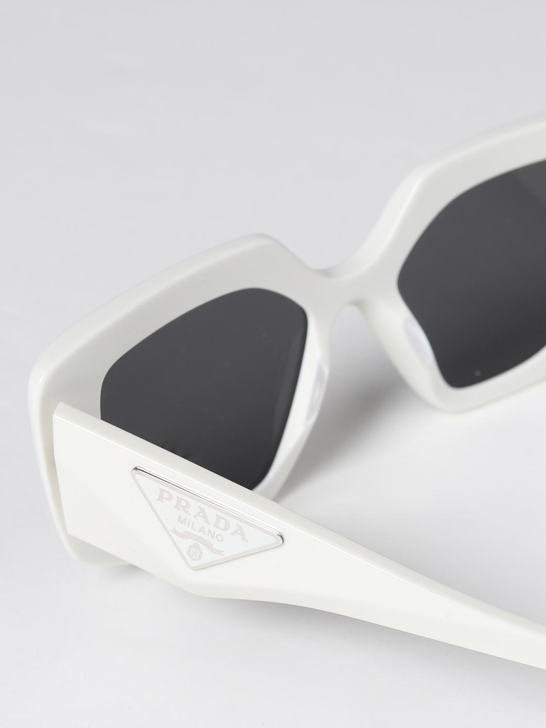 PRADA SUNGLASSES: Prada Symbole sunglasses in acetate with triangle logo, White - Img 4