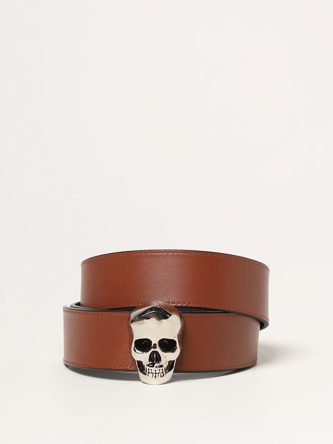 MCQUEEN CINTURA: Cintura 3D Skull McQueen reversibile in pelle, Nero - Img 2