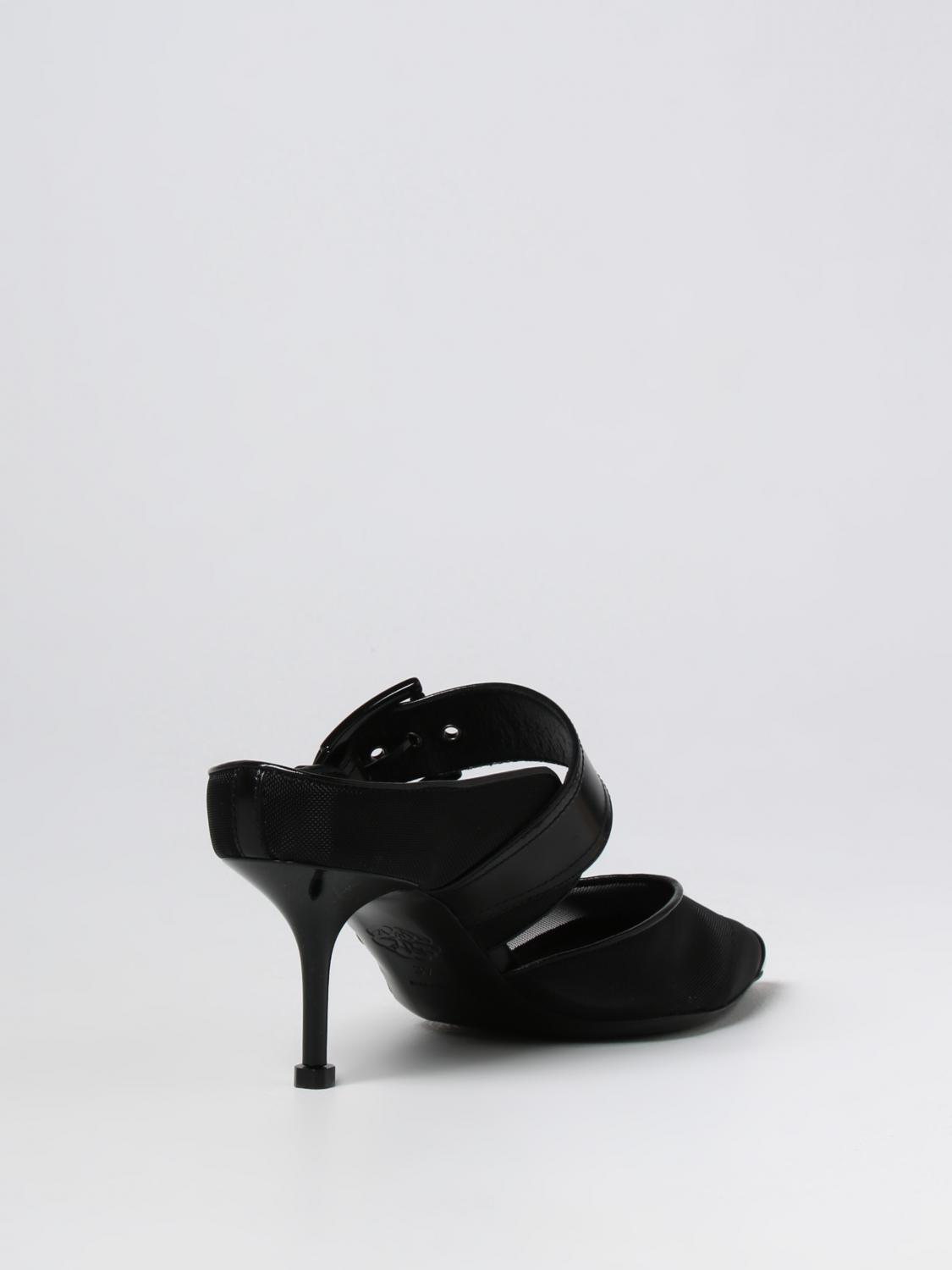 MCQUEEN SCARPE CON TACCO: Mules Punk McQueen in pelle e mesh, Nero - Img 3