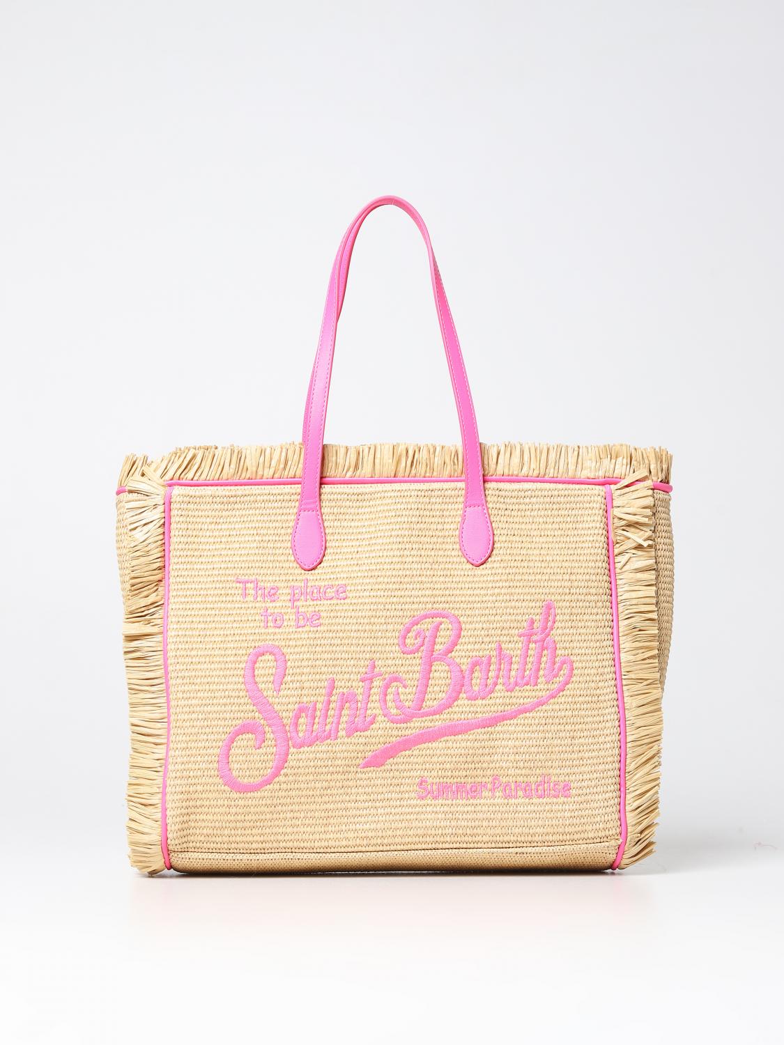 MC2 SAINT BARTH BORSA A SPALLA: Borsa Vanity MC2 Saint Barth in paglia, Rosa - Img 1