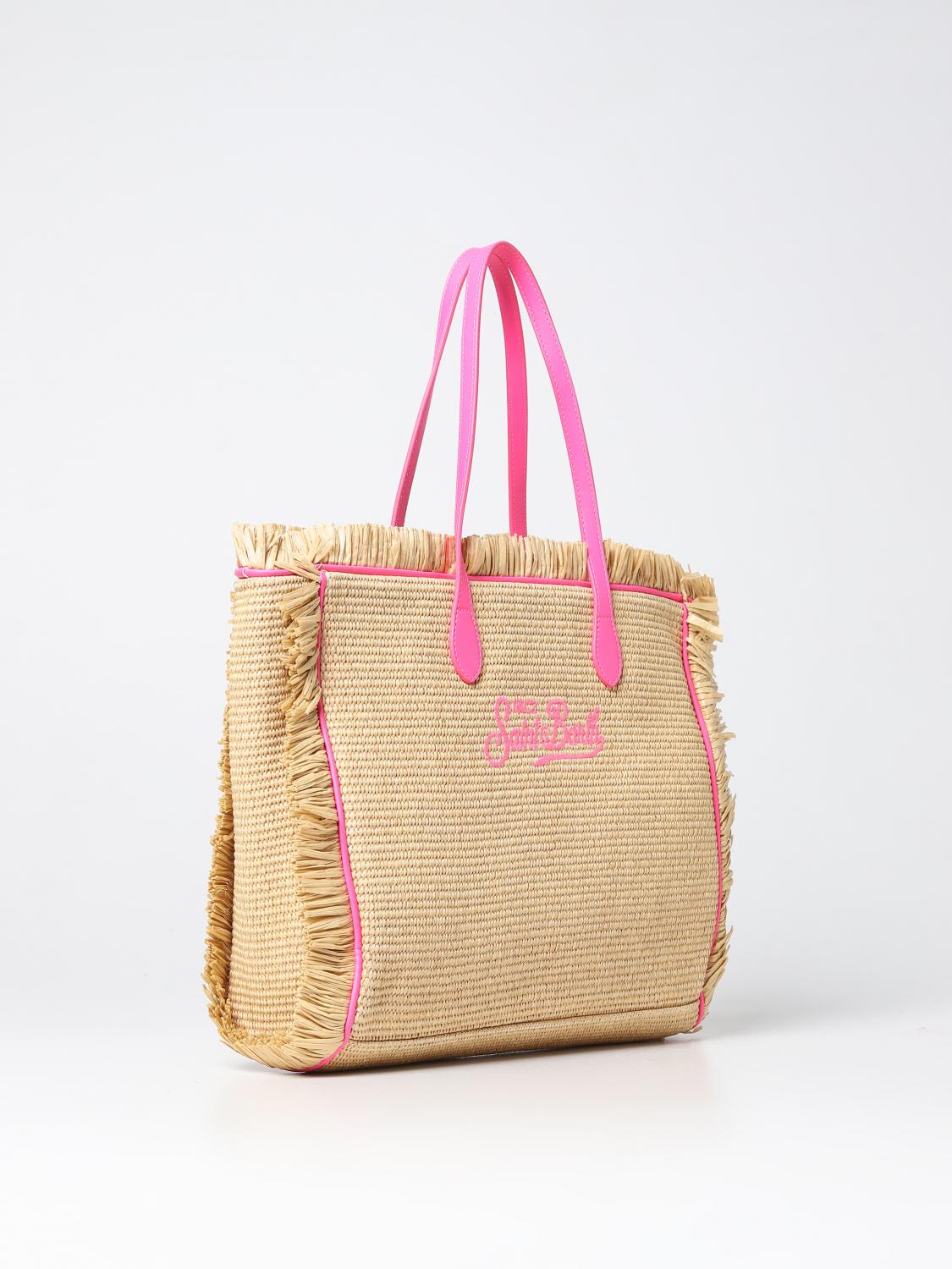 MC2 SAINT BARTH BORSA A SPALLA: Borsa Vanity MC2 Saint Barth in paglia, Rosa - Img 2