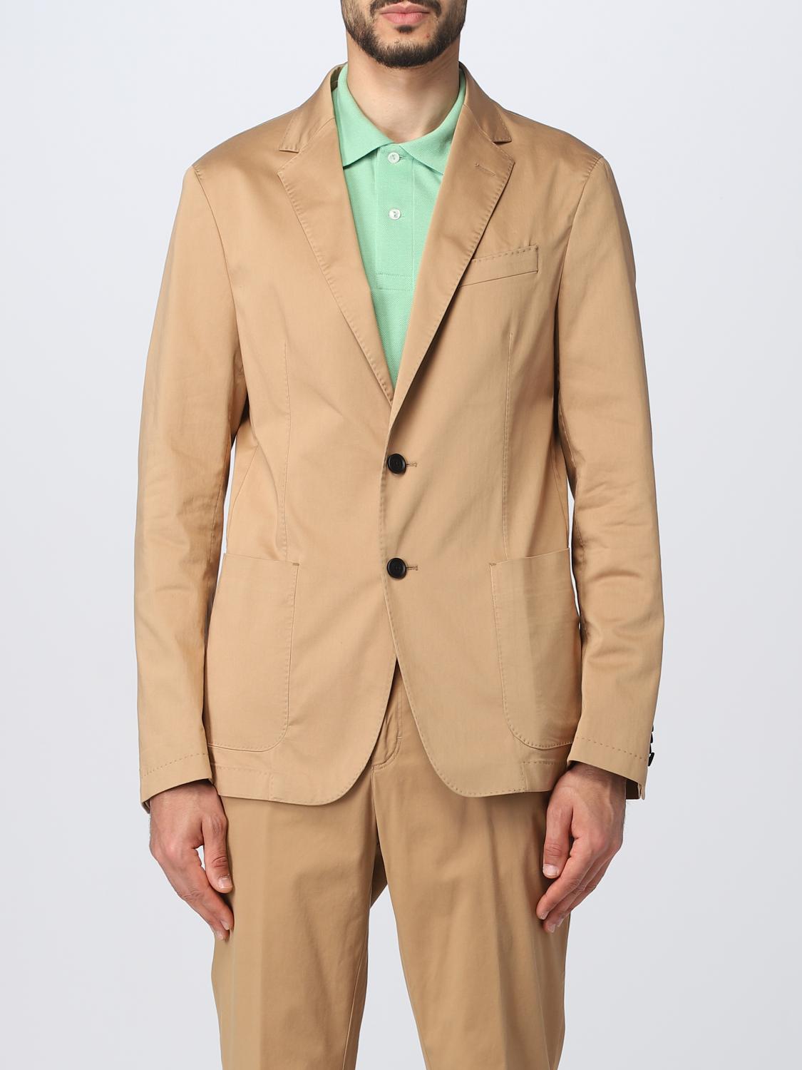 BOSS GIACCA: Blazer Boss in misto cotone stretch, Beige - Img 1