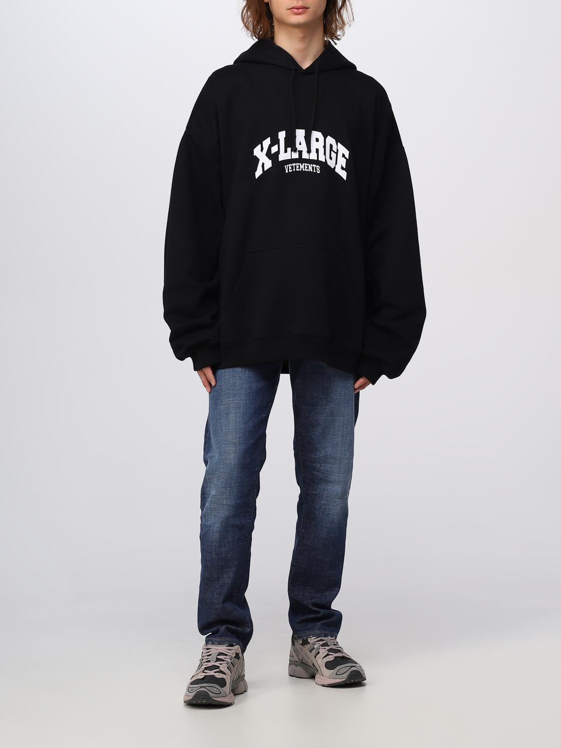 【VETEMENTS】pullover VETEMENTS logo-print Cotton Hoodie | Black | FARFETCH