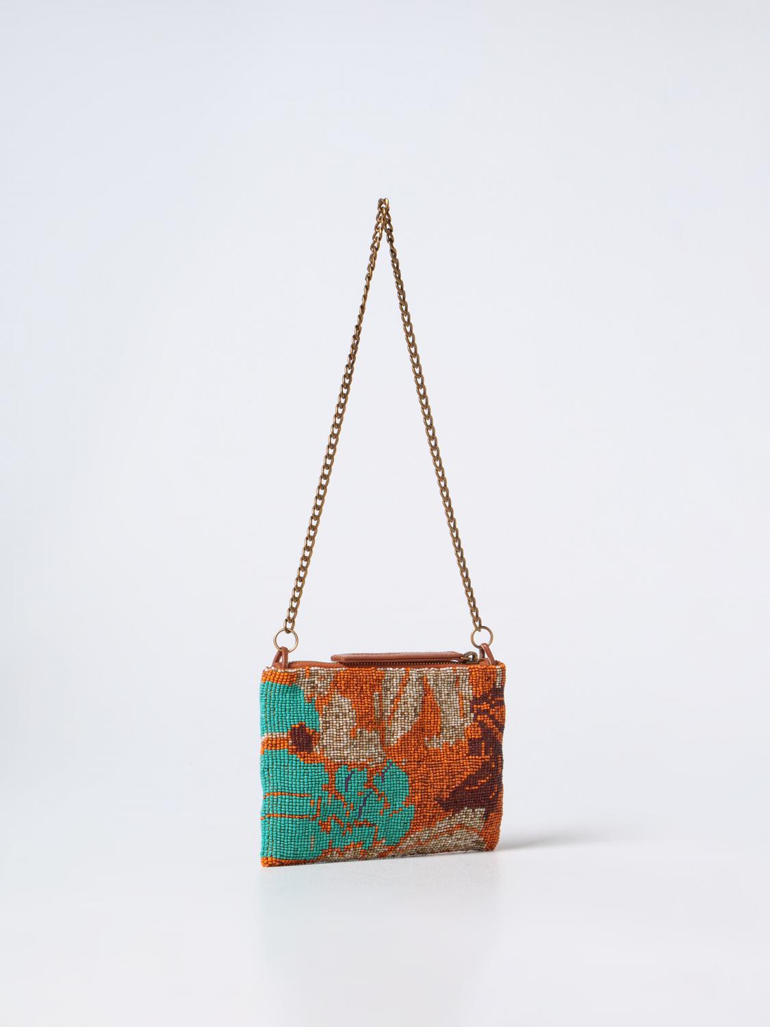 MALIPARMI BORSA MINI: Borsa Maliparmi in cotone con perline all over, Cuoio - Img 2