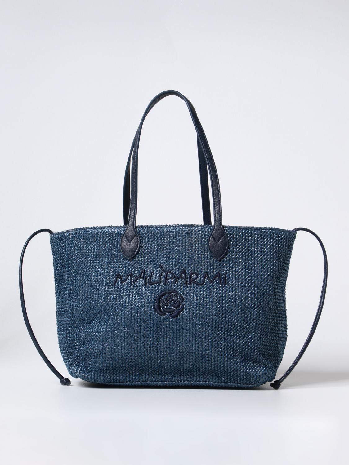 MALIPARMI BORSA A SPALLA: Borsa Maliparmi in carta tessile, Blue - Img 1